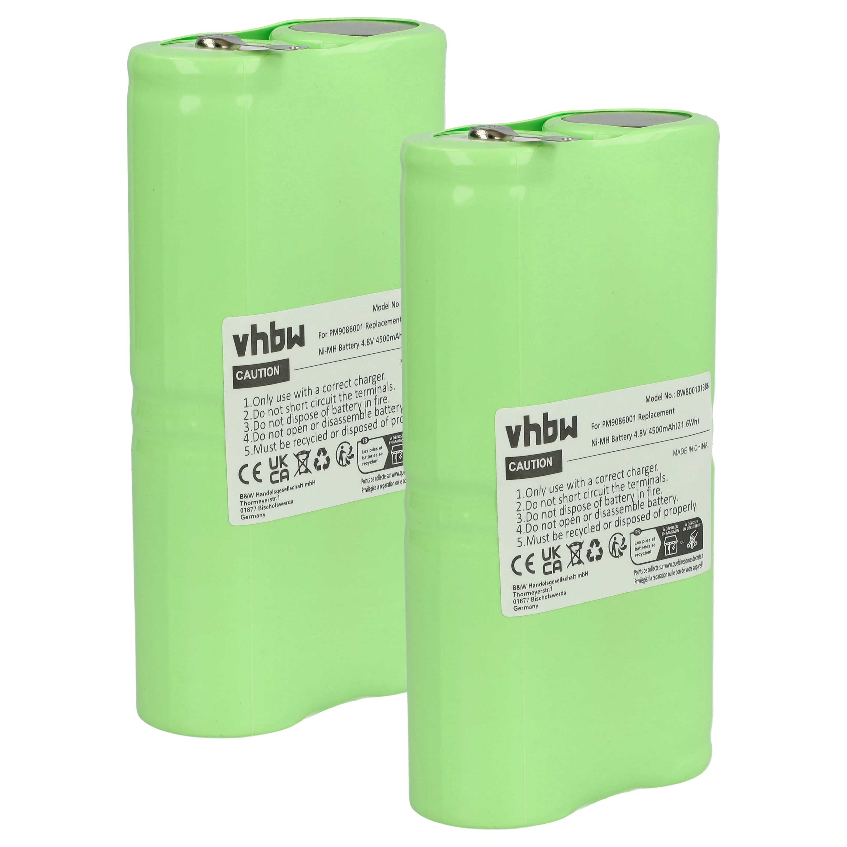 2x Batteria per dispositivo di misurazione sostituisce Fluke PM9086 001, B10858, AS30006 - 4500mAh 4,8V NiMH