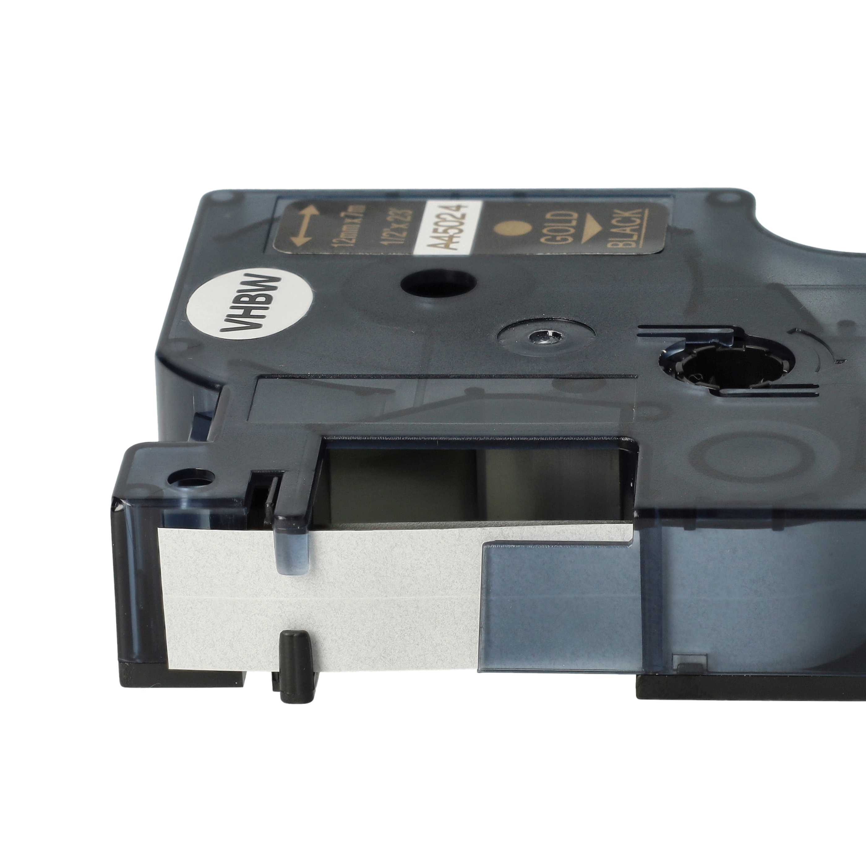 Label Tape replaces Dymo D1, 45024 - 12 mm Gold to Black