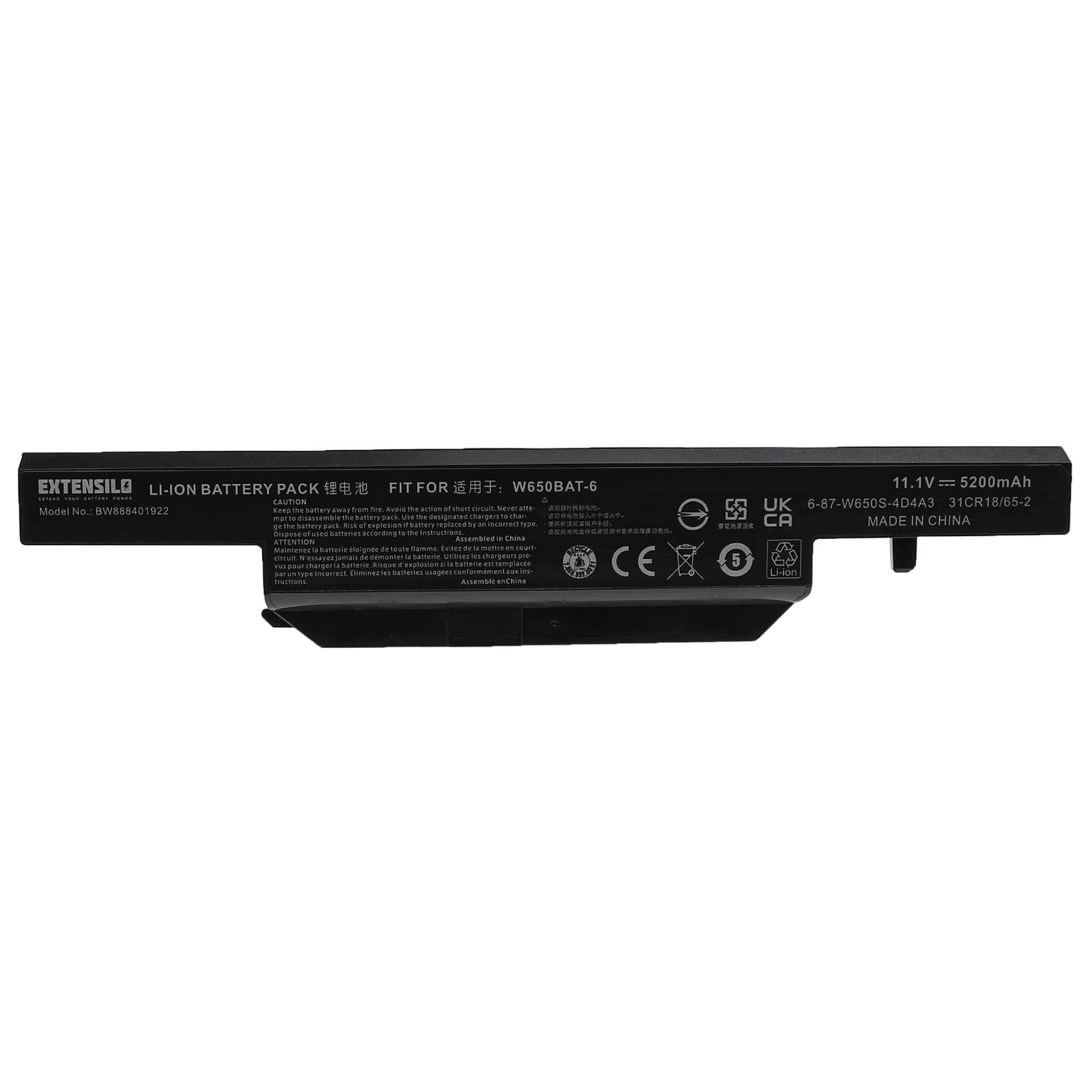 Akumulator do laptopa zamiennik Clevo 6-87-W650S-4D4A1, 6-87-W650S-4D4A - 5200 mAh 11,1 V Li-Ion