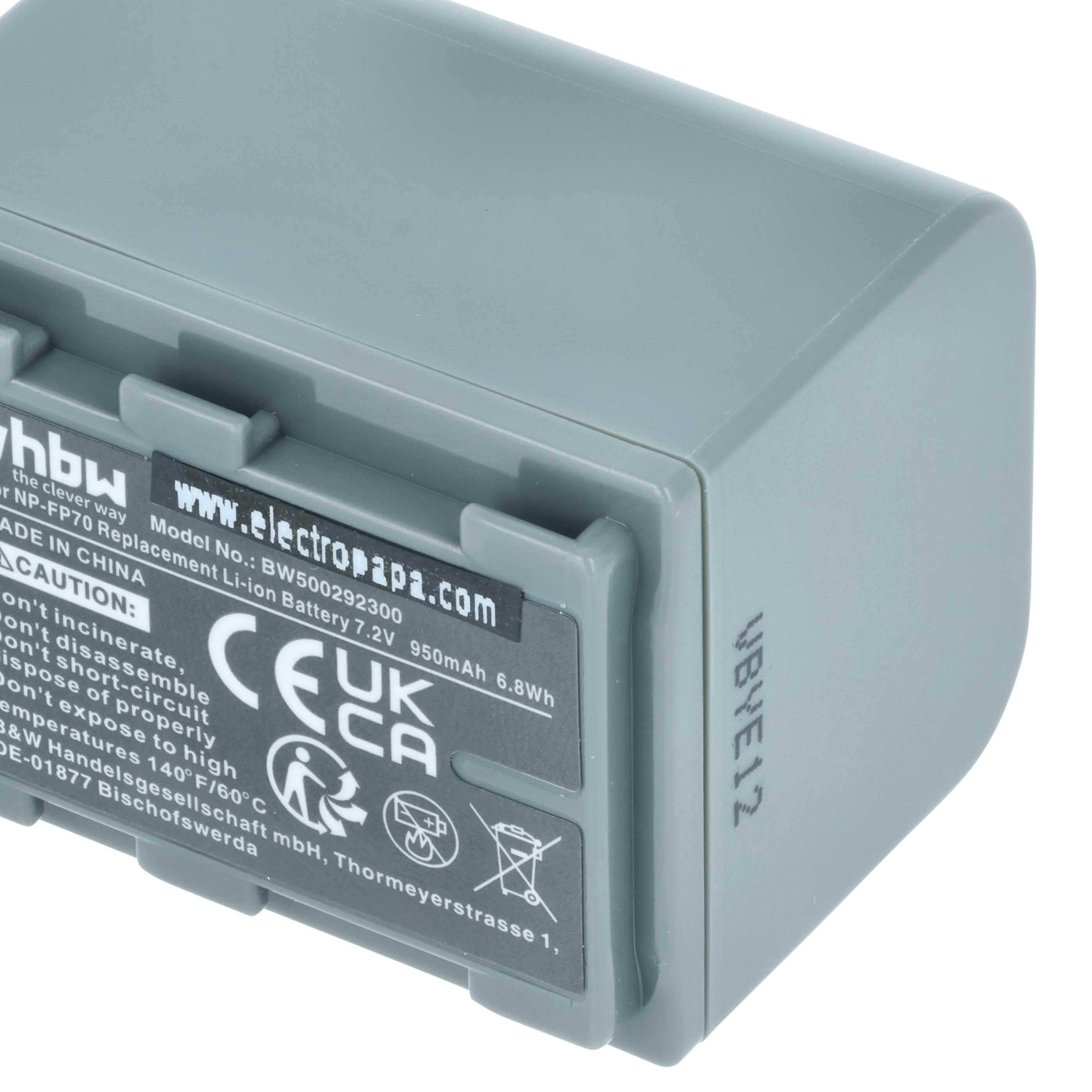 Videocamera 2x Battery replaces Sony NP-FP60, NP-FP51, NP-FP50, NP-FP30, NP-FP70 - 950 mAh 7.2 V Li-Ion