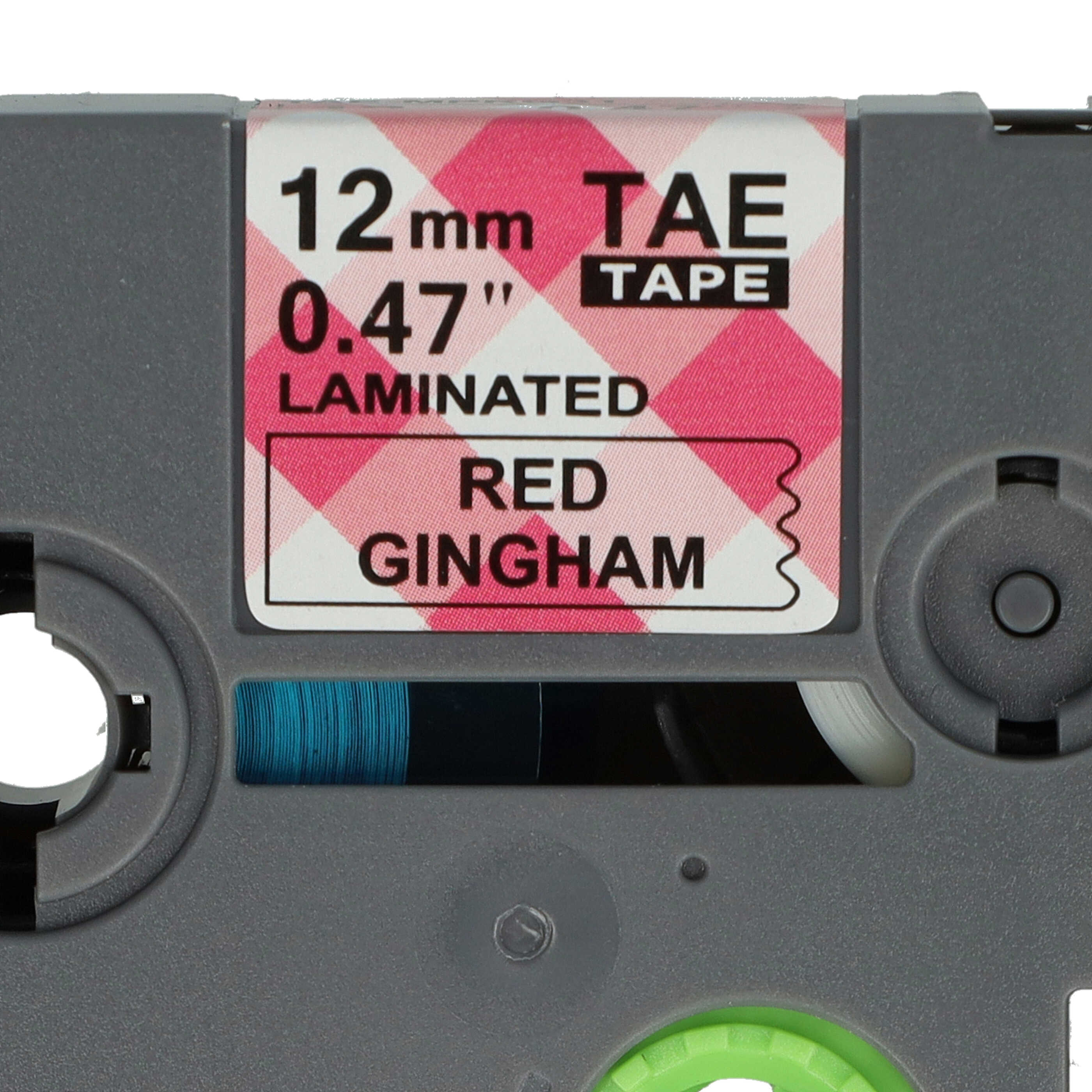 Label Tape as Replacement for Brother TZe-MPRG31 - 12 mm Black to Red Gingham
