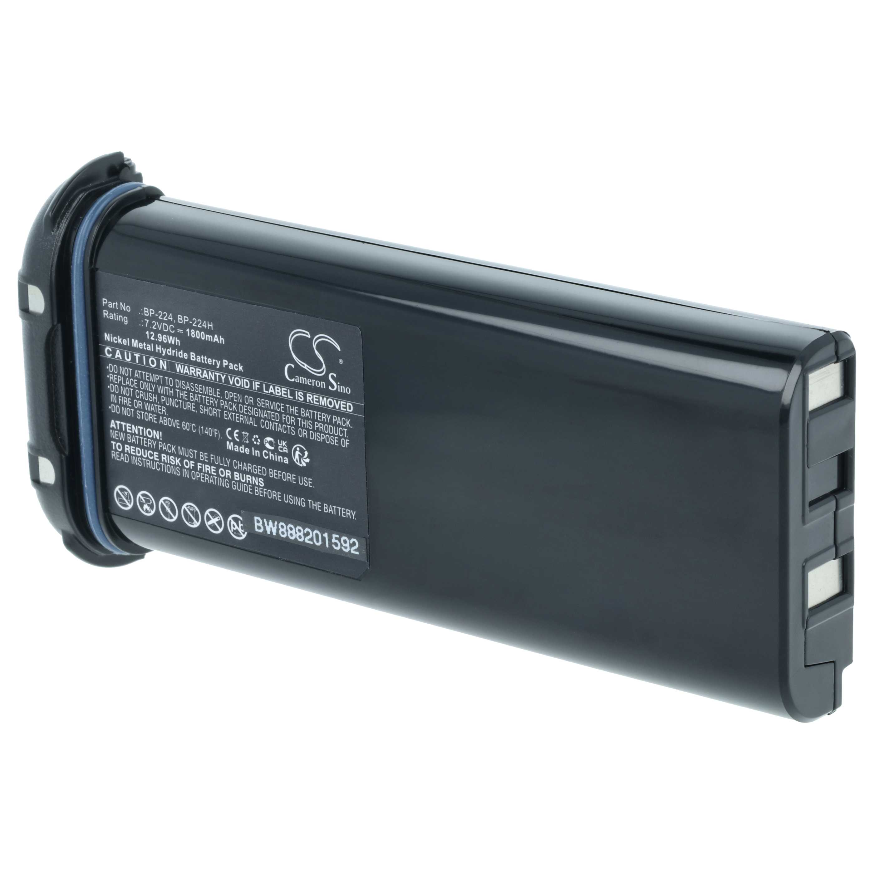 Radio Battery replaces Icom BP-224, BP-224H - 1800 mAh 7.2 V NiMH