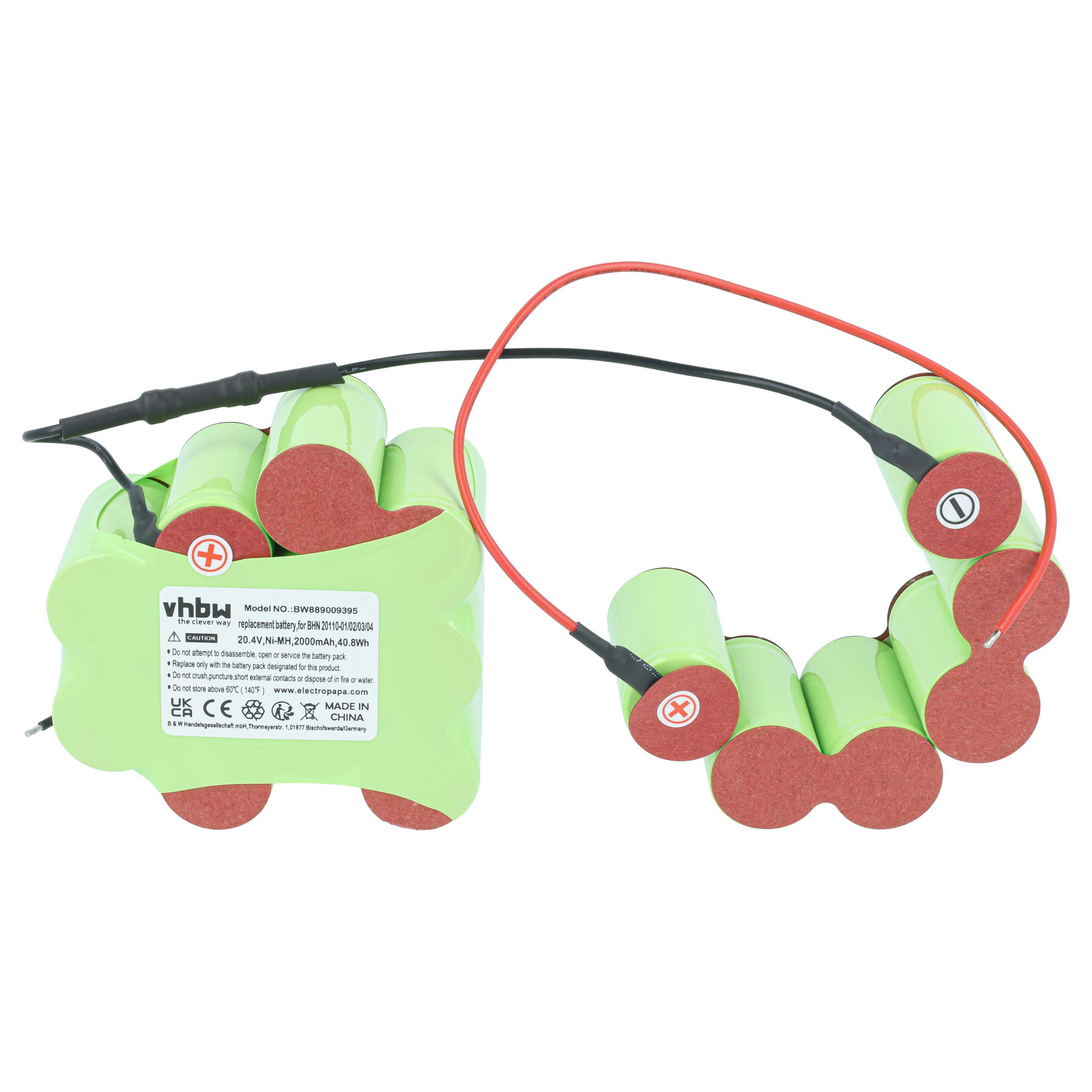 Akku für Bosch Bhn20110/01, Bhn20110/02, Bhn20110/03, Bhn20110/04 für Staubsauger - 2 Ah 20,4V NiMH