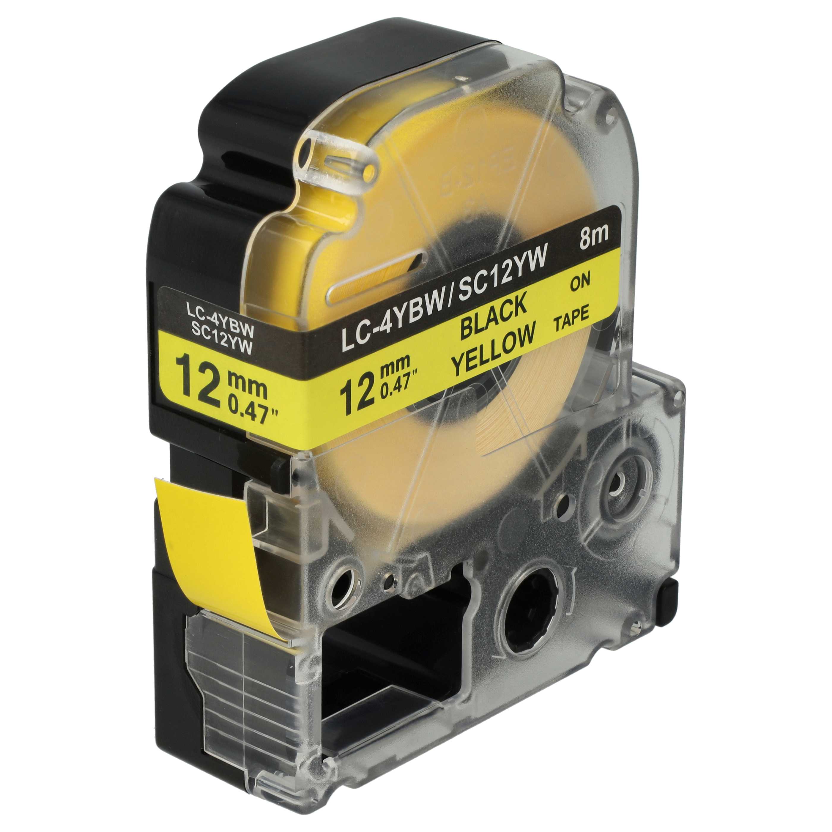 Label Tape as Replacement for Epson LC-4WBW - 12 mm Black to Yellow