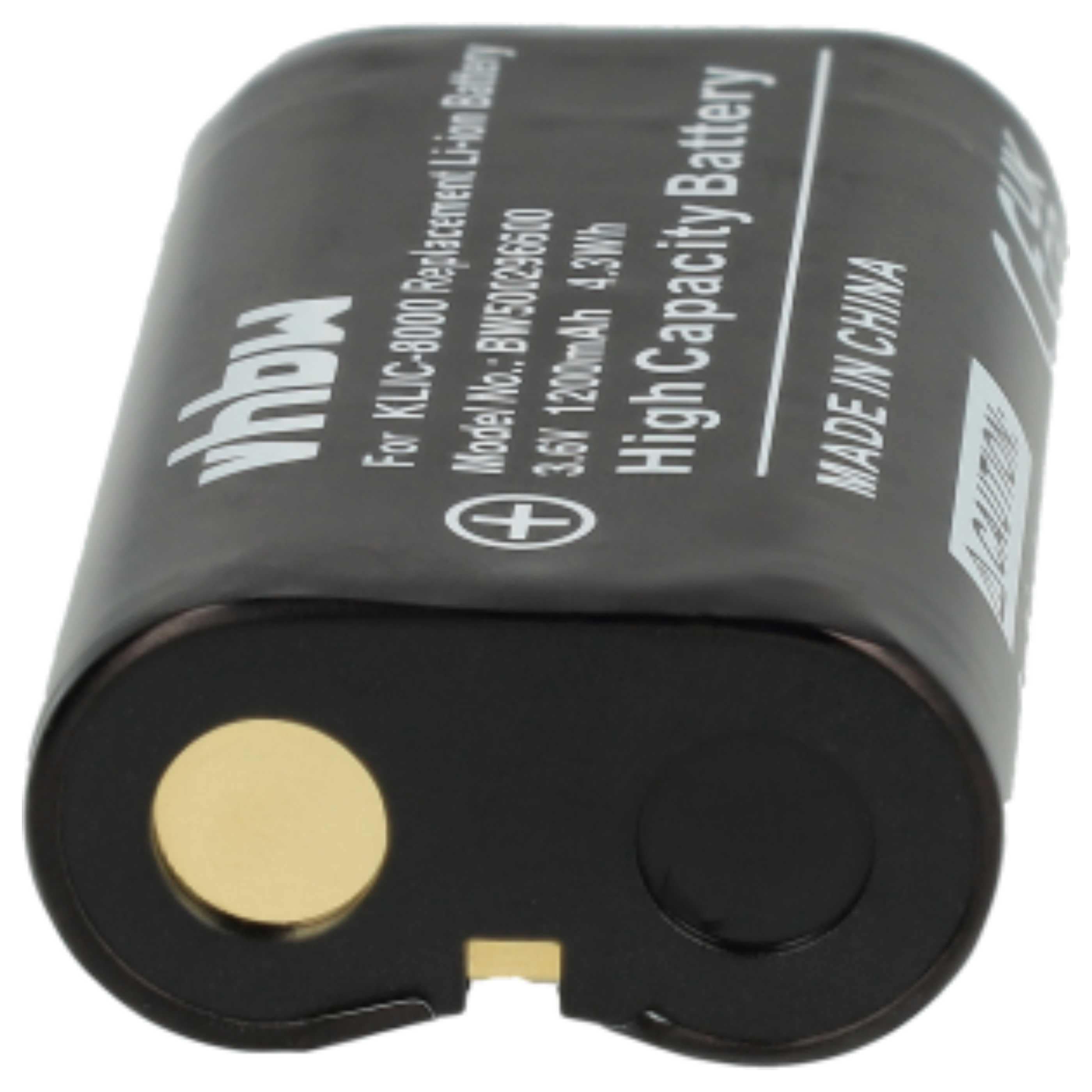 3x Battery replaces Kodak Klic-8000, RB50 - 1200mAh, 3.6V, Li-Ion