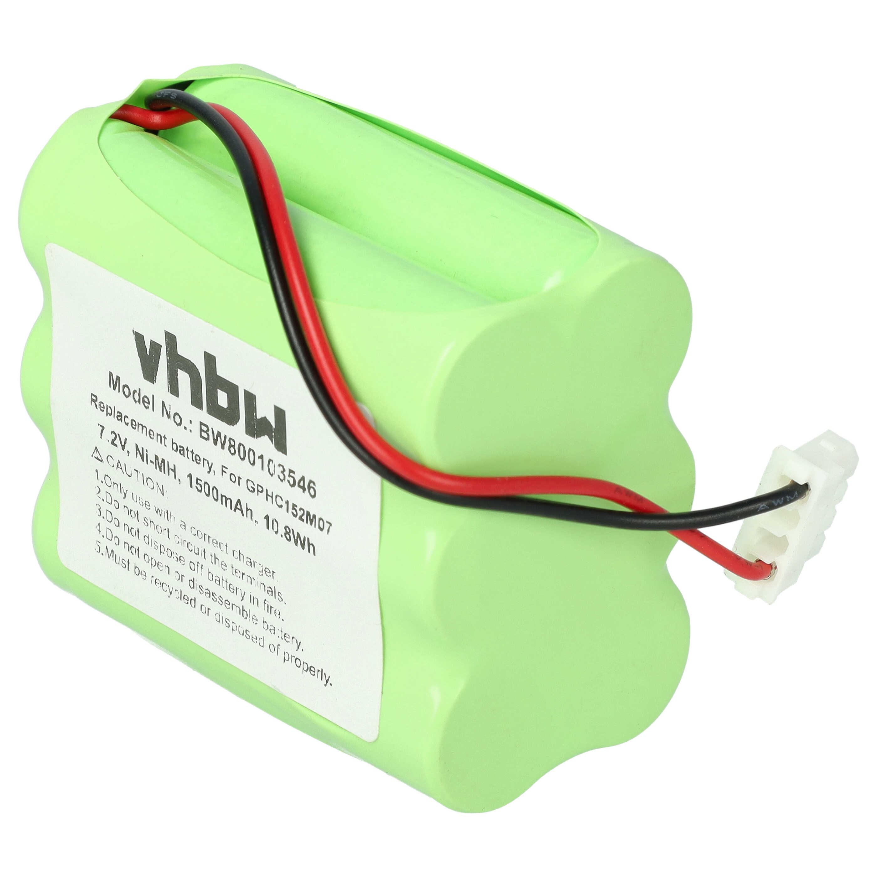 Battery Replacement for GPRHC152M073 for - 1500mAh, 7.2V, NiMH
