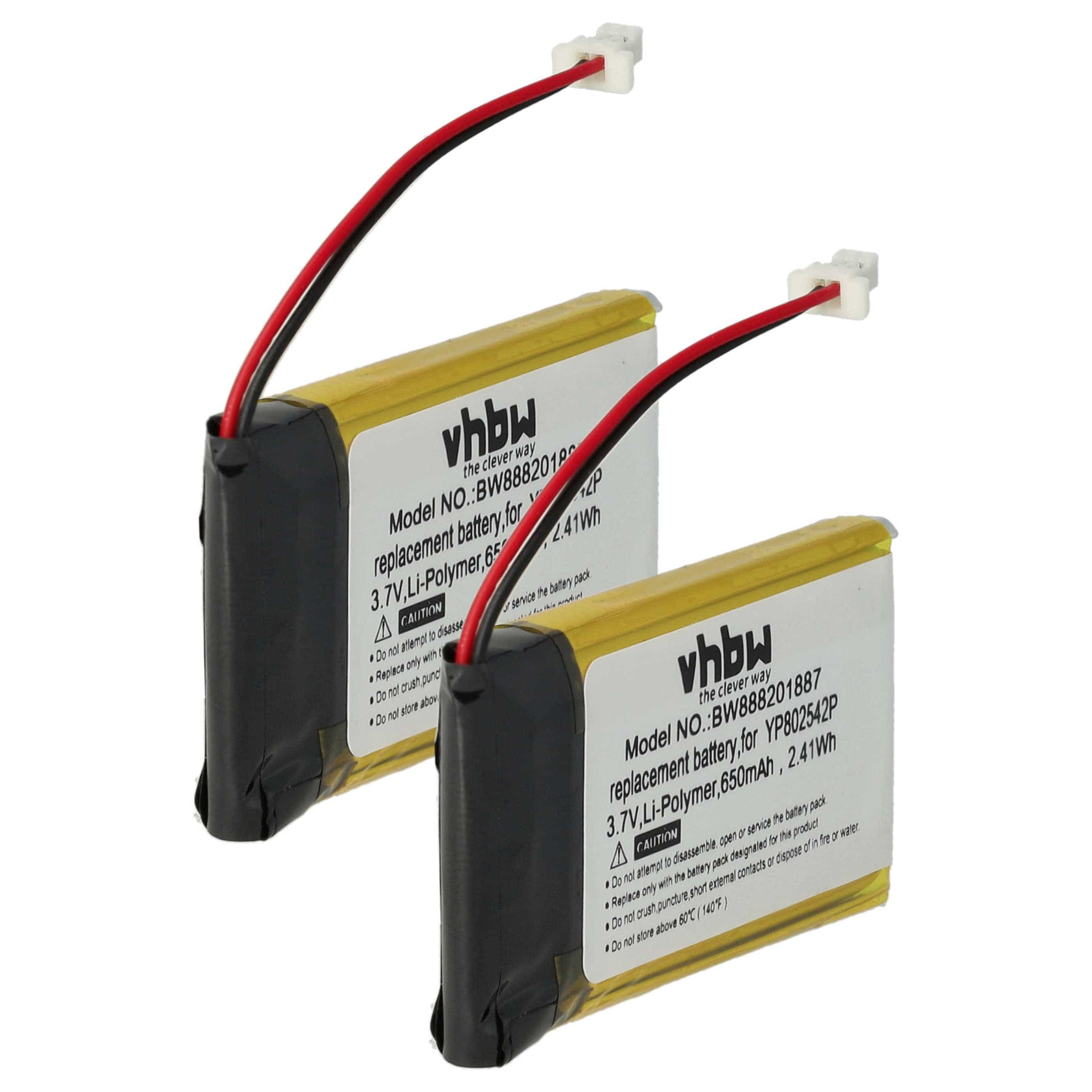 2x Akumulator do słuchawek bezprzewodowych zamiennik Sena YP802542P - 650 mAh 3,7 V LiPo