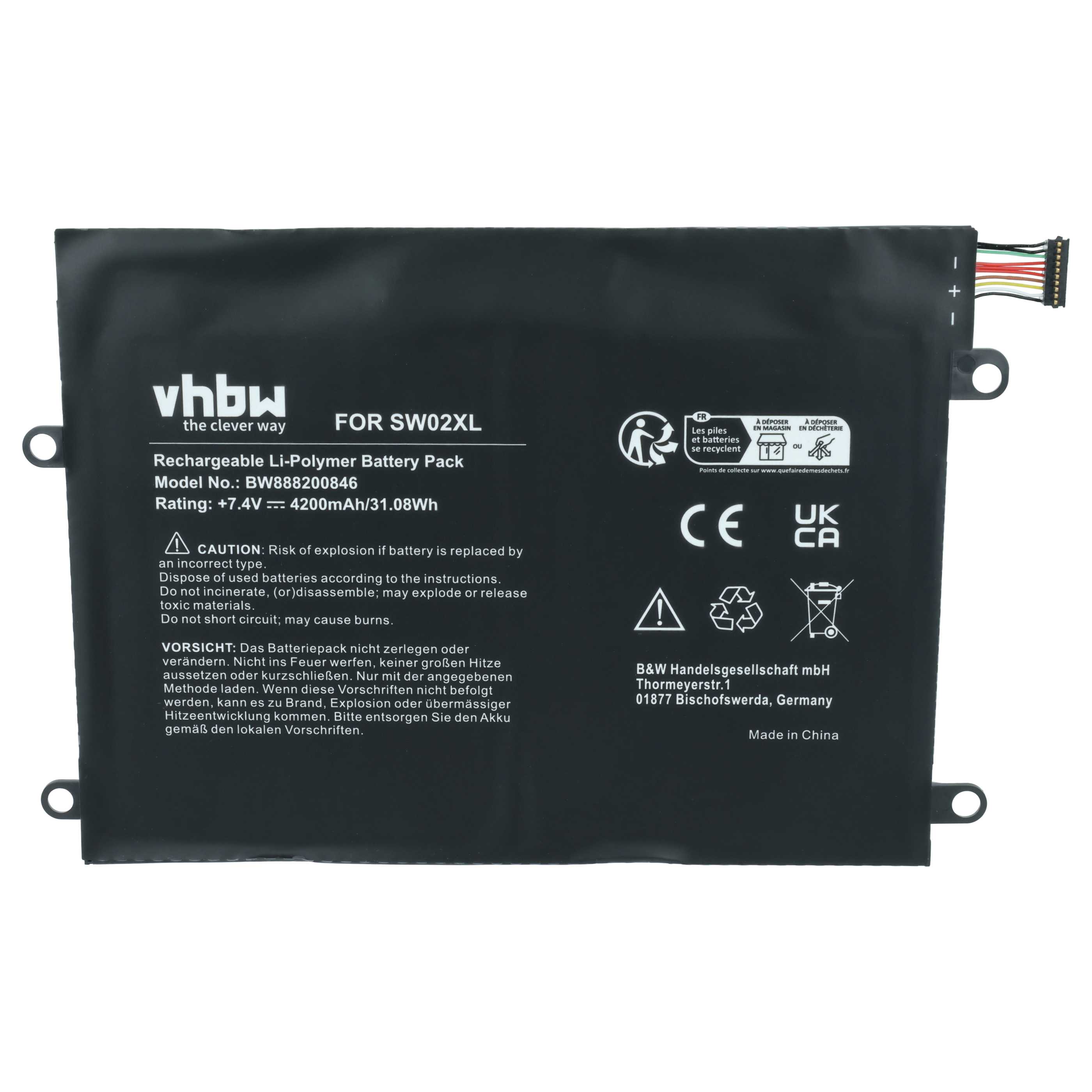 Akumulator do laptopa zamiennik HP 859517-855, 859470-1B1, SW02XL, HSTNN-IB7N - 4200 mAh 7,4 V LiPo, czarny