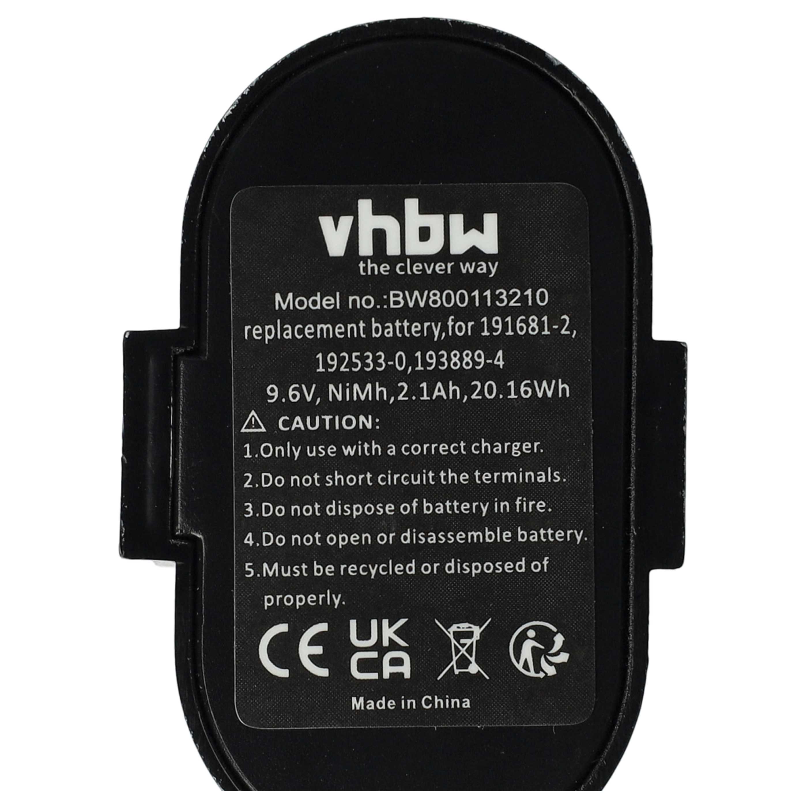 3x Battery replaces Makita 193890-9, 193889-4, 192533-0, 191681-2 Electric Power Tool - 2100 mAh, 9.6 V, NiMH