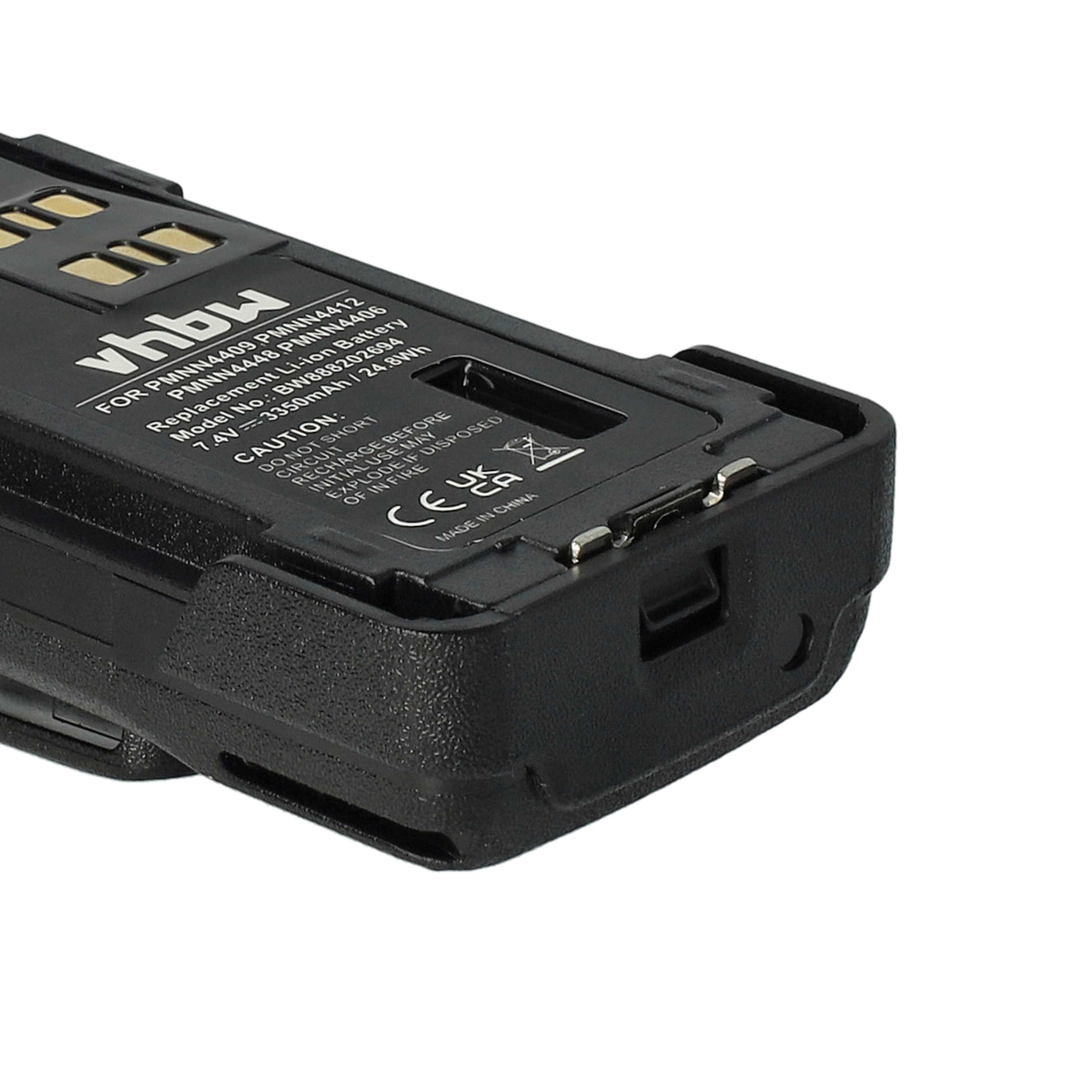 Batterie remplace Motorola PMNN4407, PMNN4406BR, PMNN4406 pour radio talkie-walkie - 3350mAh 7,4V Li-ion