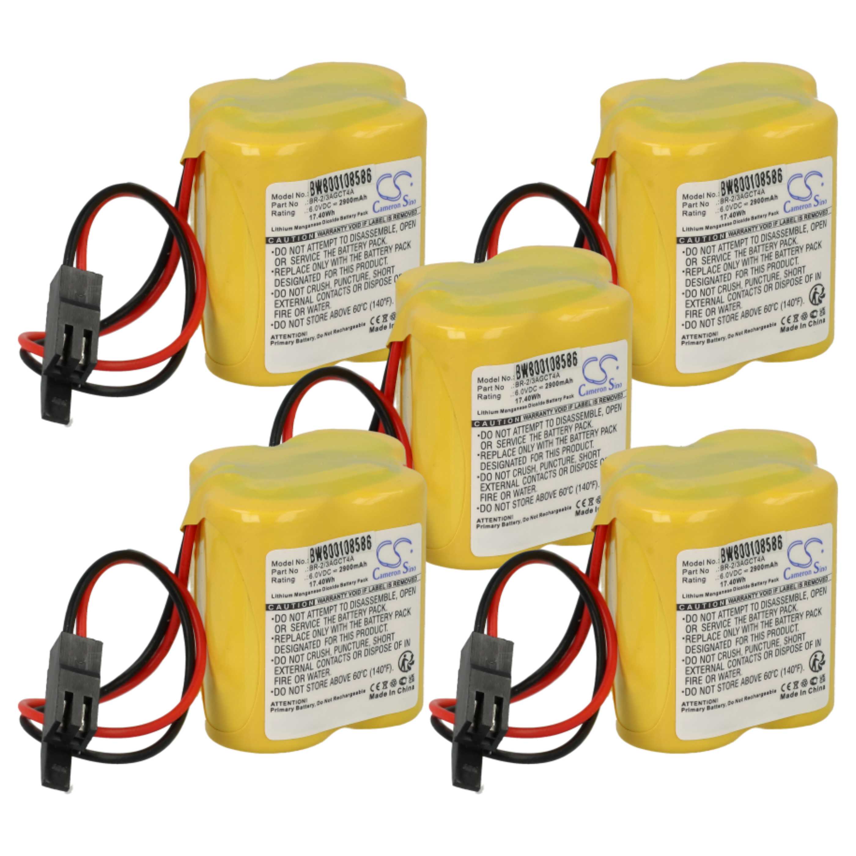 5x Batería reemplaza BR-2/3AGCT4A, A06B-6114-K504, A98L-0031-0025, CL 25A para unidad RAID - 4400 mAh, 6 V