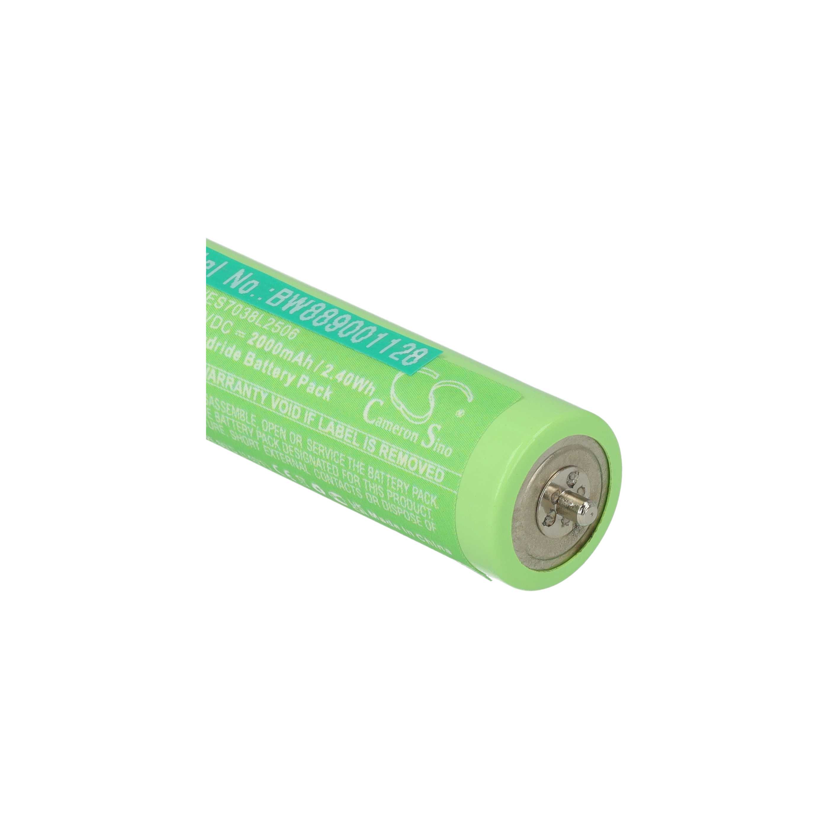 Electric Razor 2x Battery Replacement for Panasonic WERGB80L2508, WES7038L2506 - 2000 mAh 1.2 V NiMH