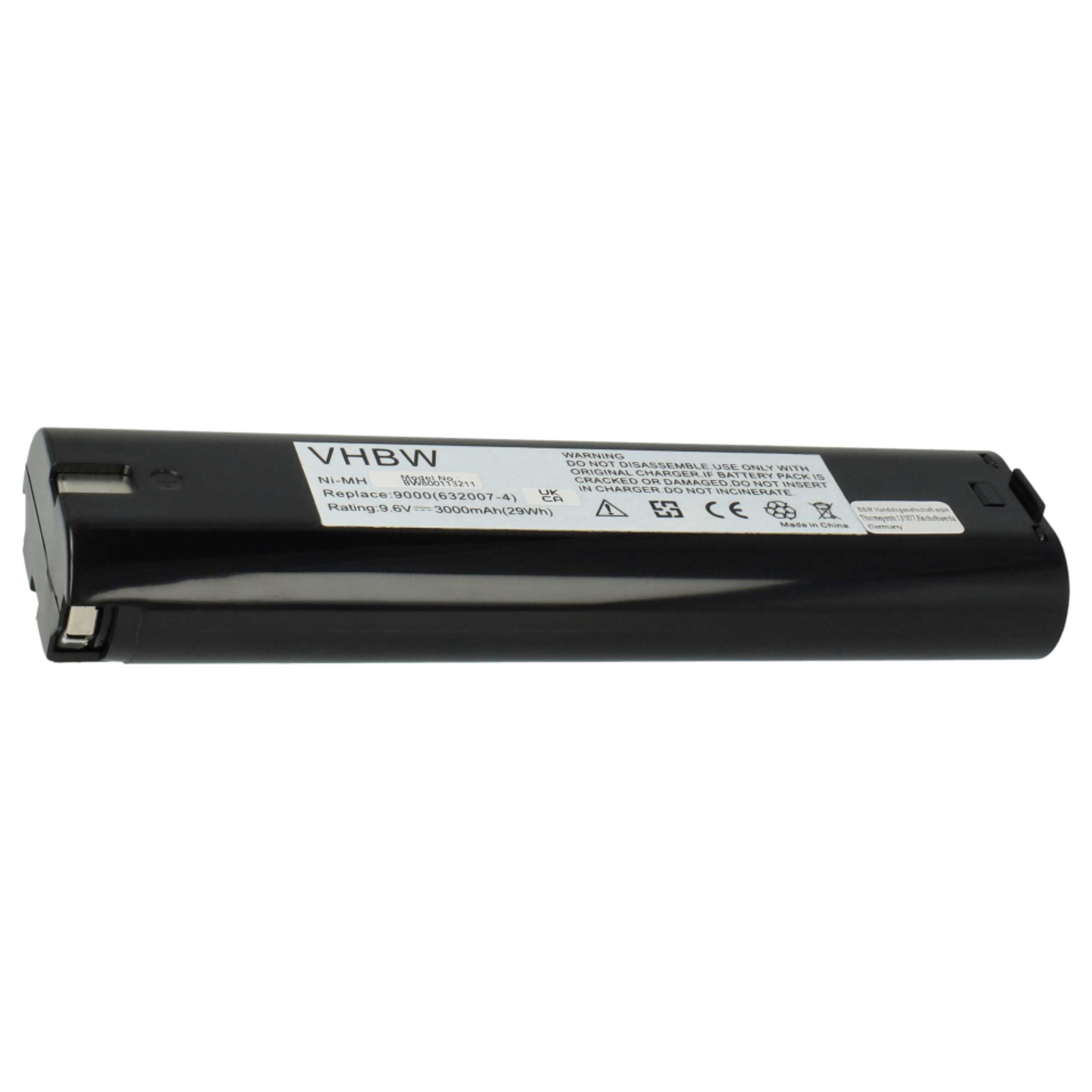 3x Battery replaces Makita 193890-9, 193889-4, 192533-0, 191681-2 Electric Power Tool - 3000 mAh, 9.6 V, NiMH