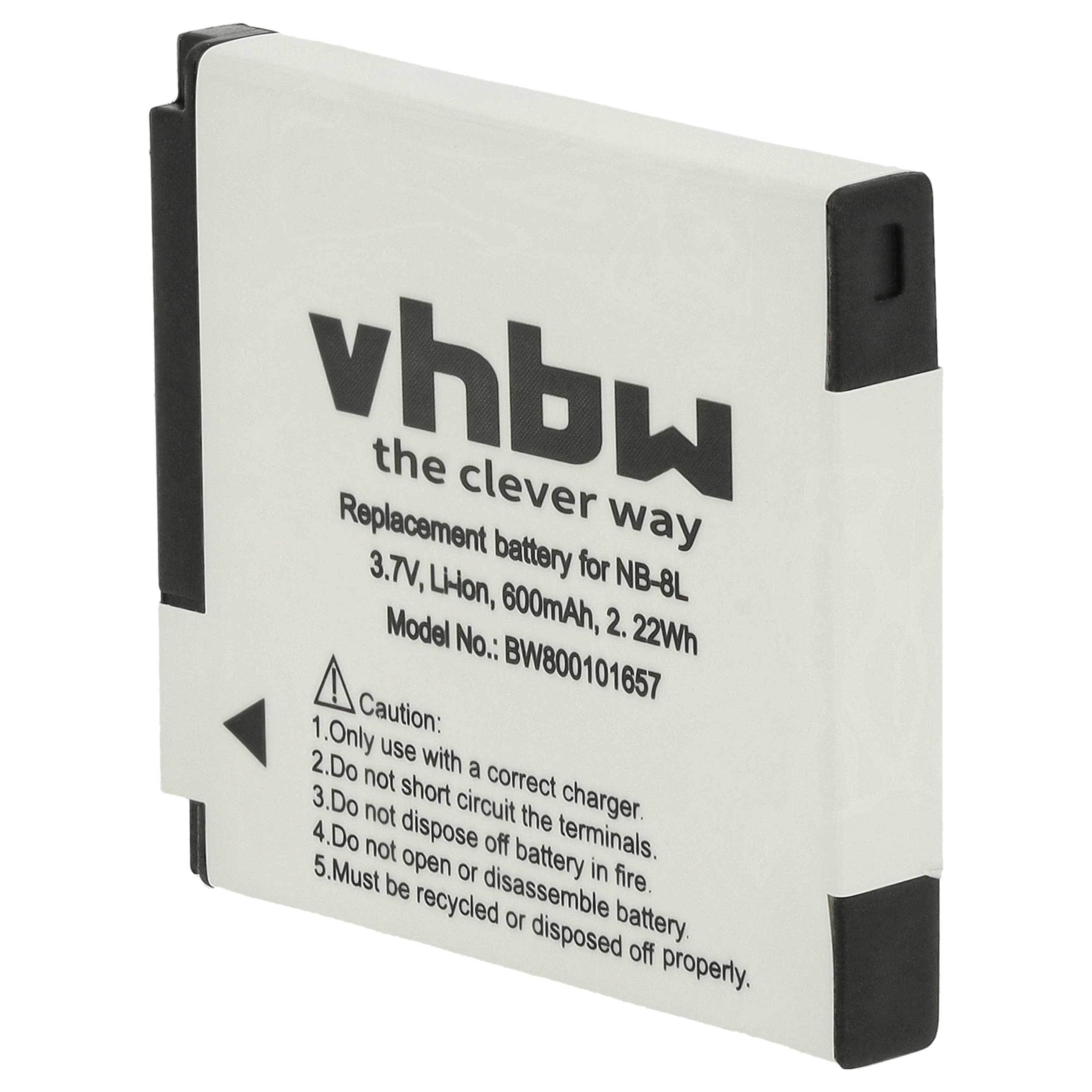 Battery replaces Canon NB-8L - 600mAh, 3.6V, Li-Ion