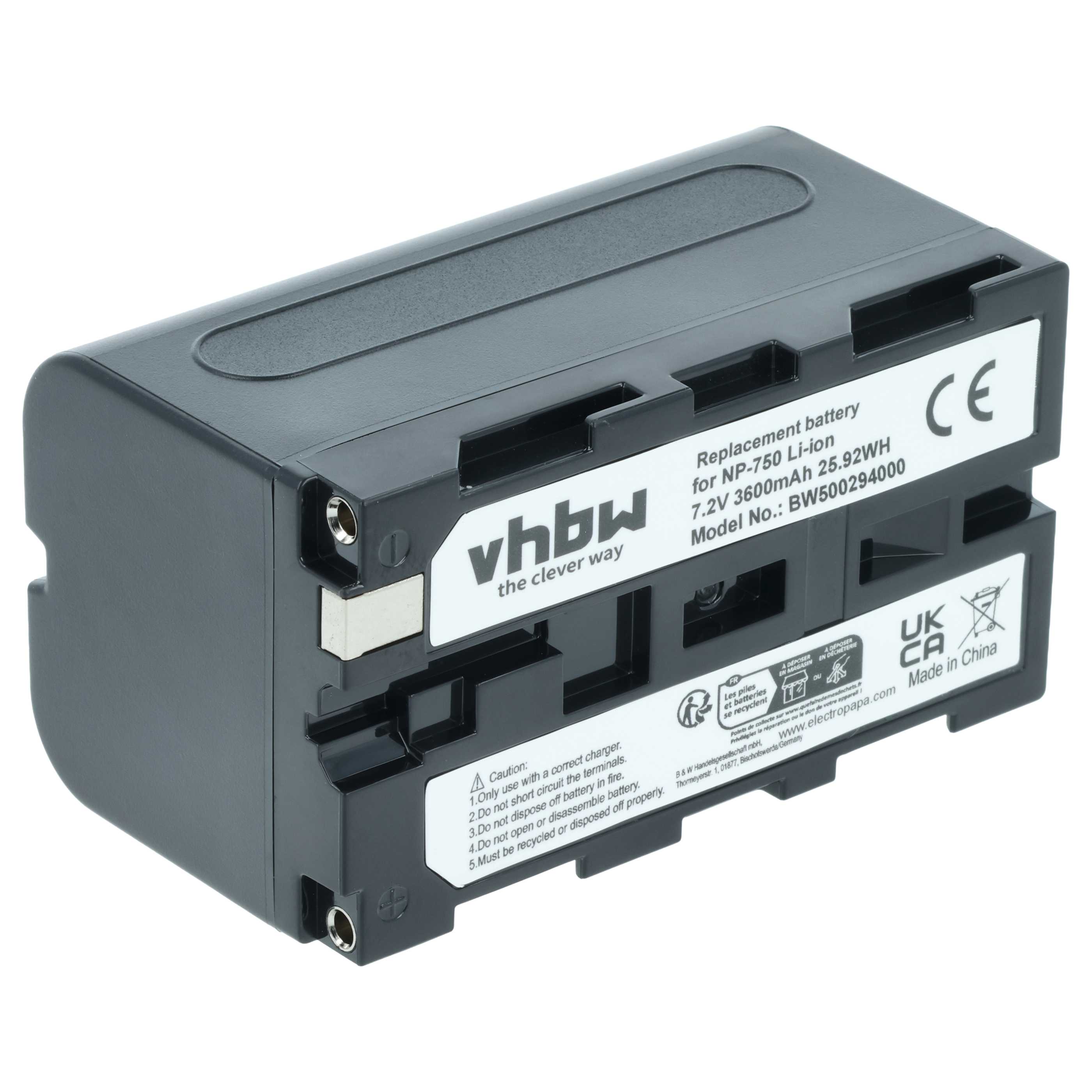 Batteria per videocamera sostituisce Grundig BP-10, BP-9, BP-8 - 3600mAh 7,2V Li-Ion