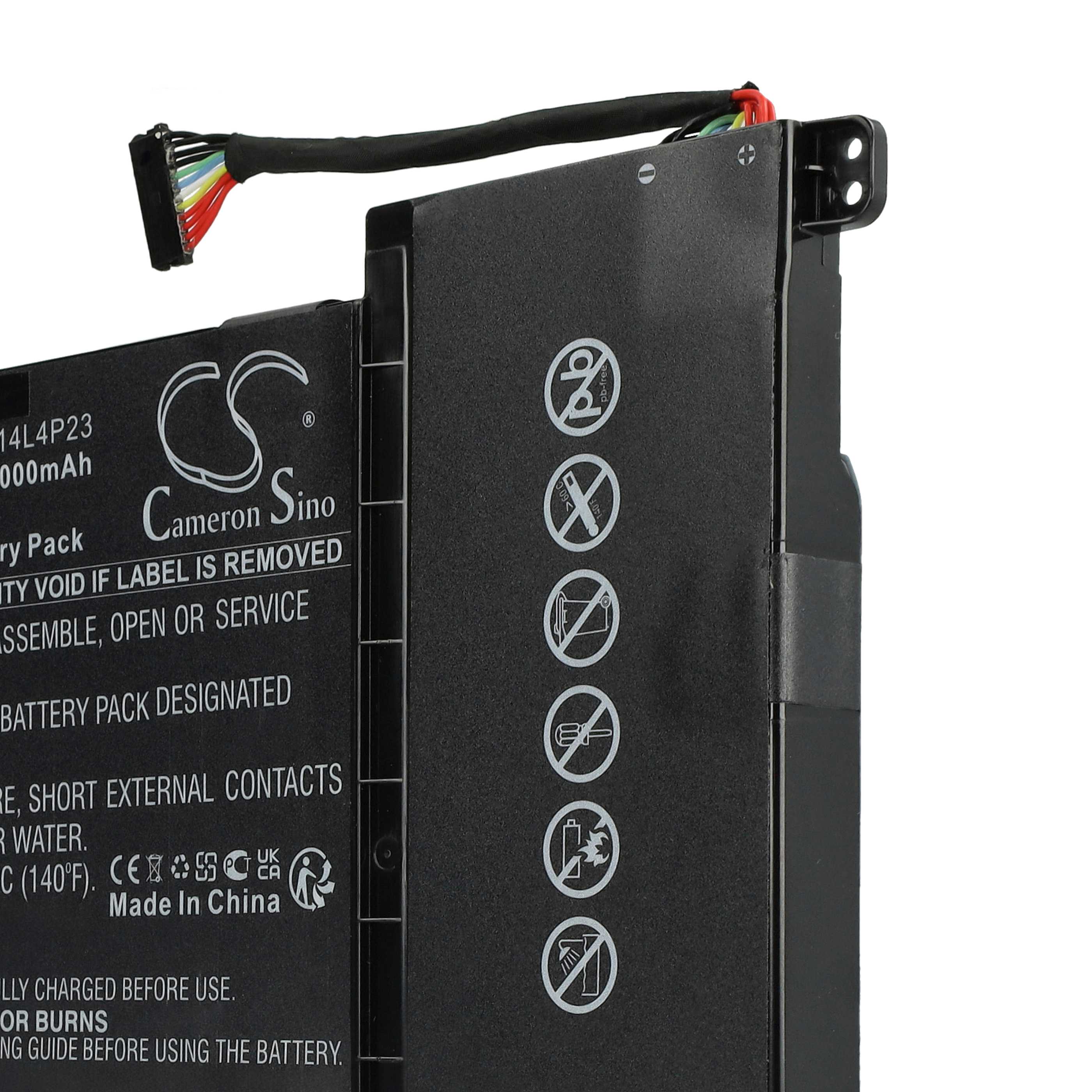 Batterie remplace Lenovo L14M4P23, L14L4P23 pour ordinateur portable - 4000mAh 14,8V Li-polymère, noir