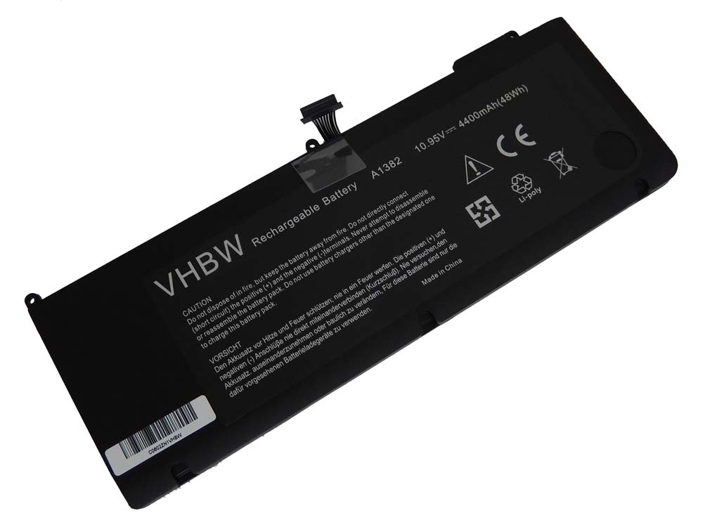 Notebook Battery Replacement for Apple 020-7134-01, 020-7134-A, 661-5844 - 4400mAh 10.95V Li-polymer, black