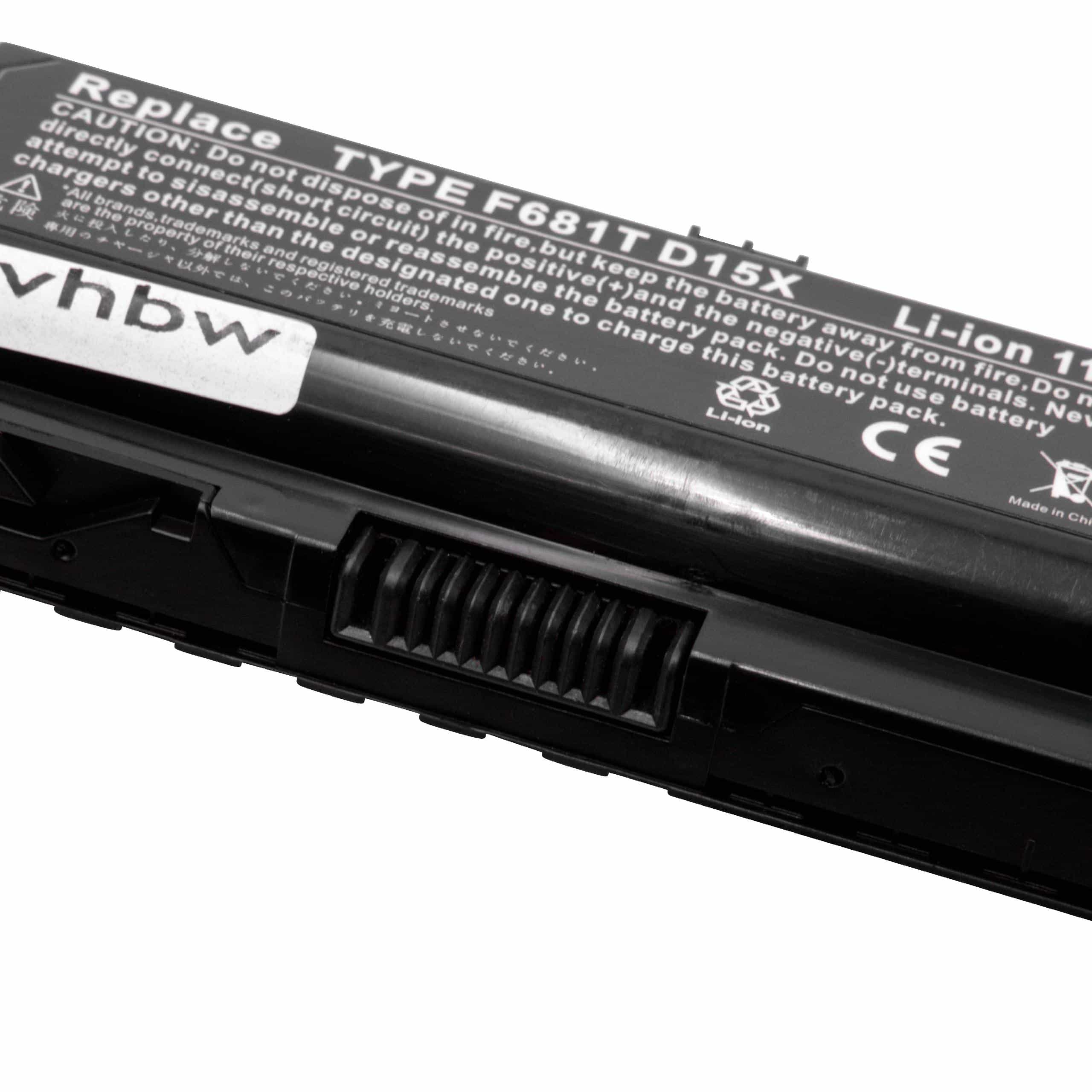 Notebook Battery Replacement for Dell 0HC26Y, 0F681T, 0D951T, 312-0207, 0W3VX3 - 5200mAh 11.1V Li-Ion, black