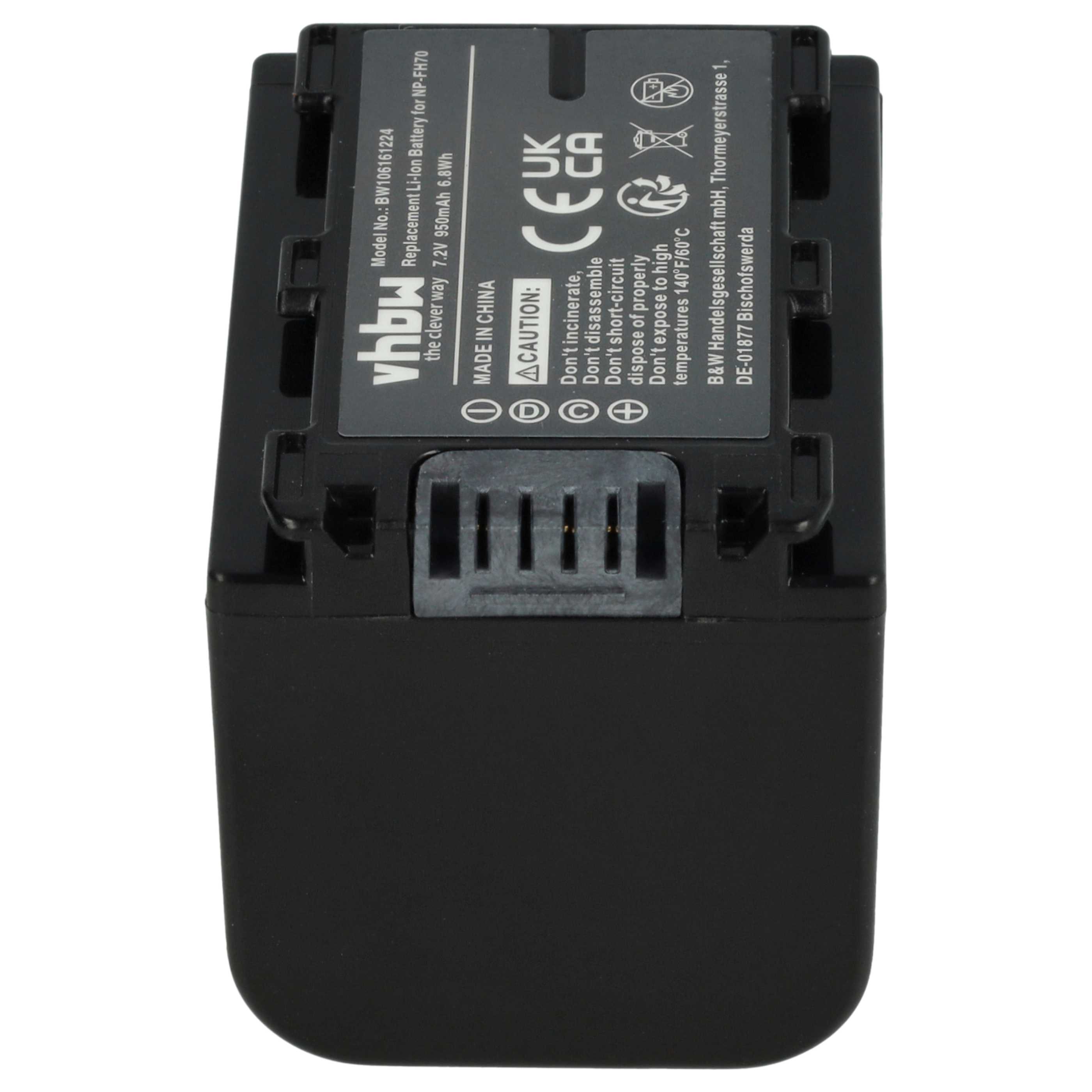 Videocamera 3x Battery replaces Sony NP-FH50, NP-FH100, NP-FH70, NP-FH60, NP-FH40 - 950 mAh 7.2 V Li-Ion