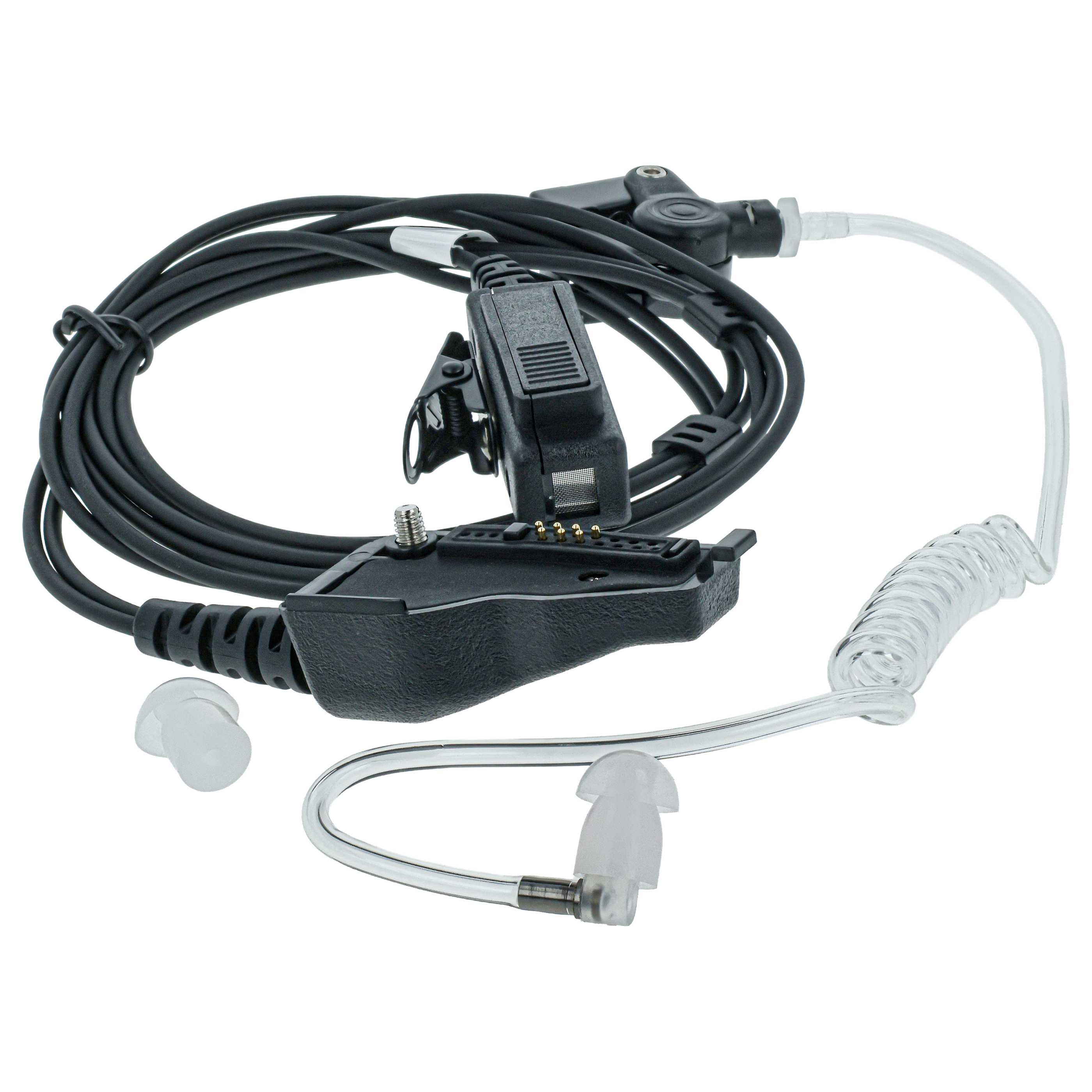 Security Radio Headset suitable for Kenwood TK-2140E - with PTT Microphone + Clip Mount + Phono Cable