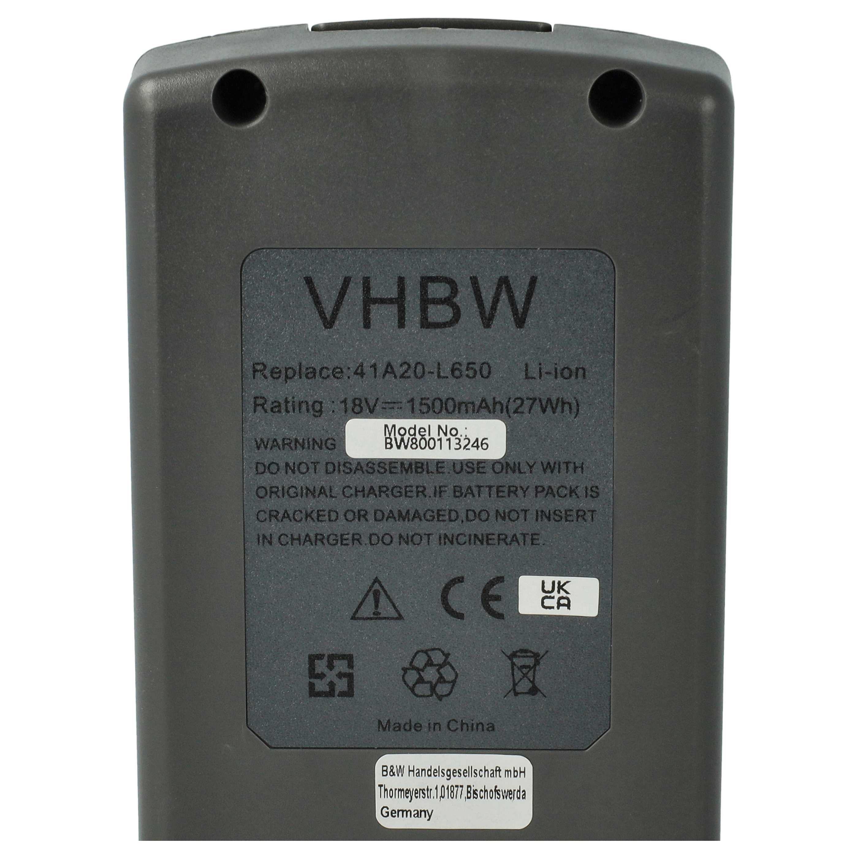 Batteria sostituisce WOLF-Garten 785454, 41A20--L650, Li-Ion Power-Pack 5 per attrezzo - 1,5Ah 18V Li-Ion