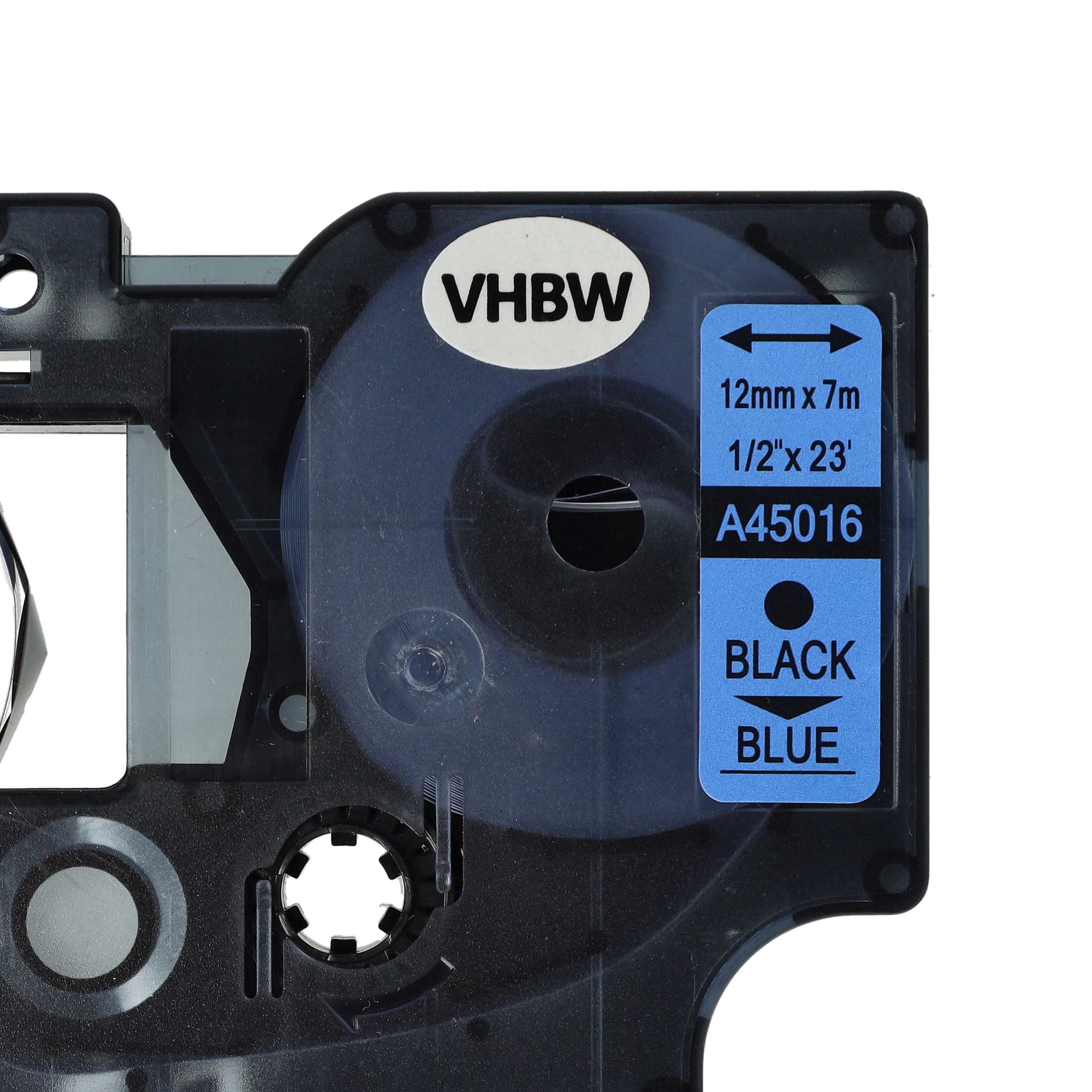 Label Tape replaces Dymo D1, 45016 - 12 mm Black to Blue