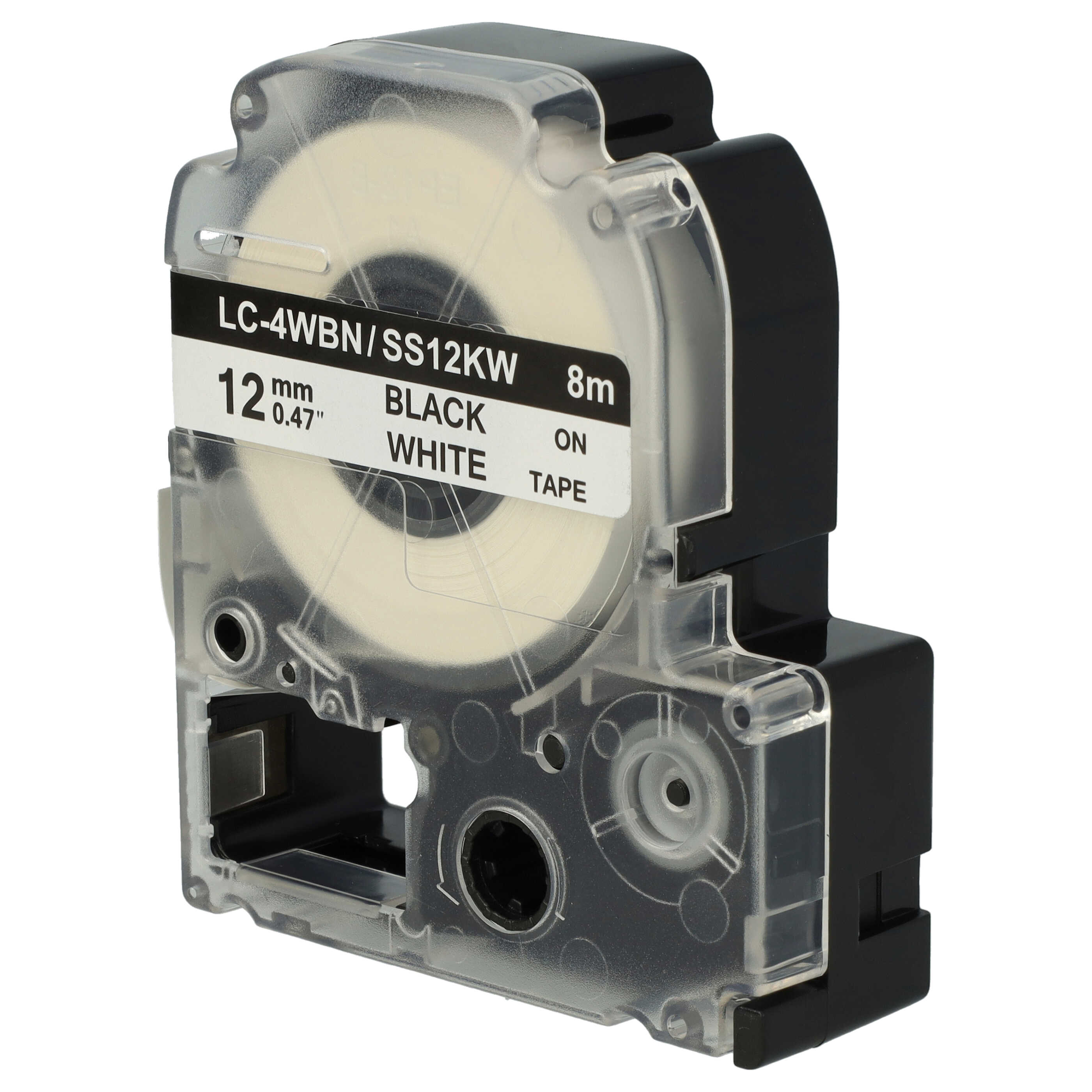 Label Tape as Replacement for Epson LC-4WBN - 12 mm Black to White
