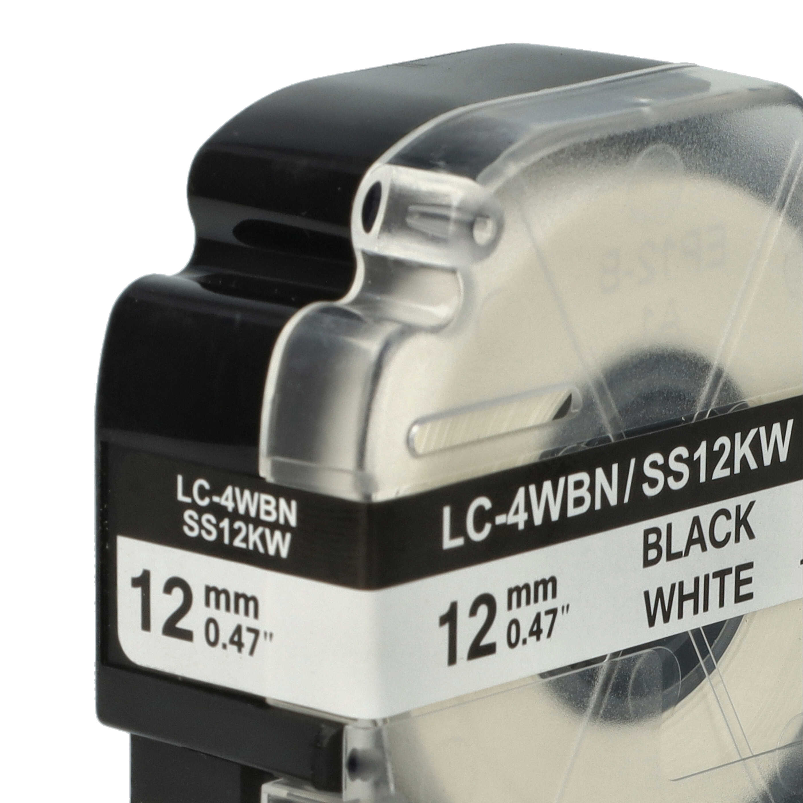 2x Cassettes à ruban remplacent Epson SS12KW, LC-4WBN - 12mm lettrage Noir ruban Blanc