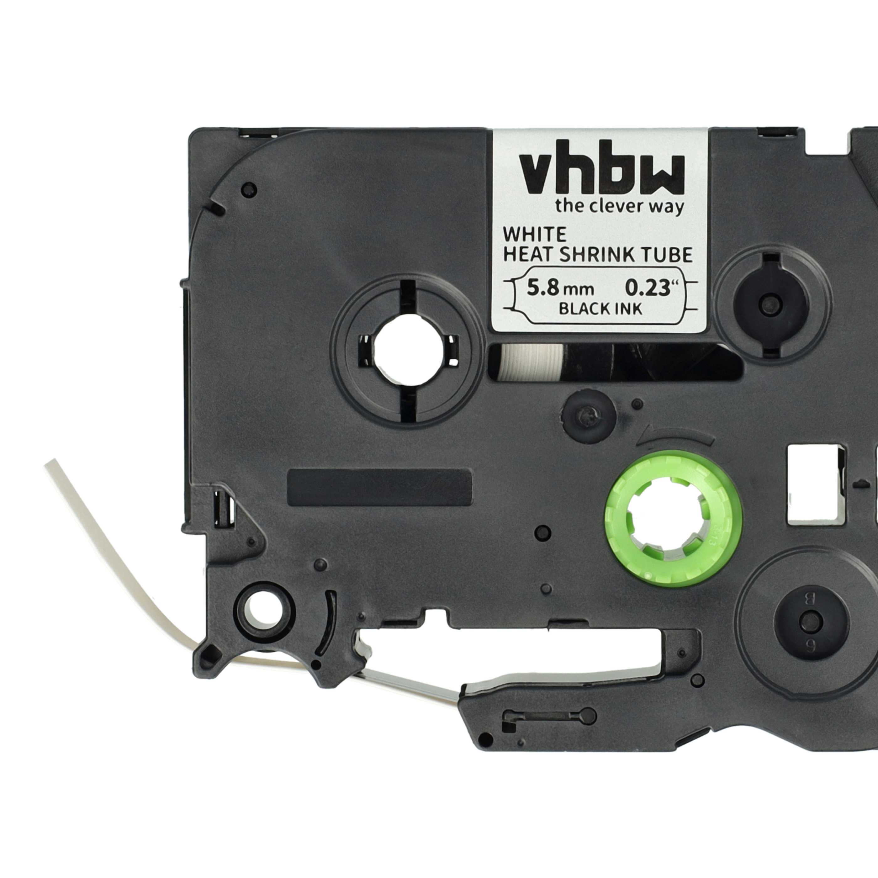 5x Label Tape replaces Brother HSE-211 - Black to White, Heat Shrink Tape, 5.8 mm