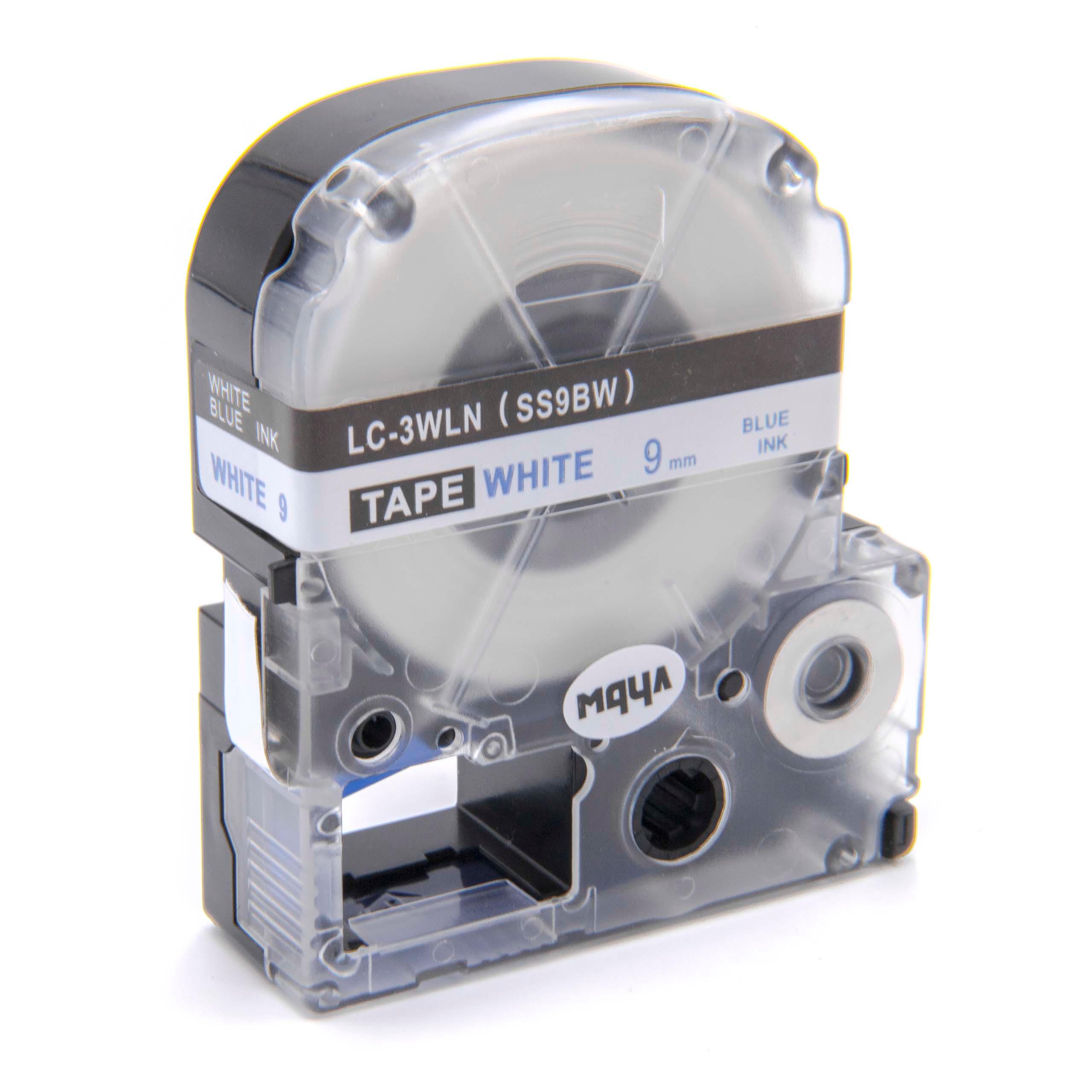 Cassetta nastro sostituisce Epson LC-3WLN per etichettatrice 9mm blu - bianco