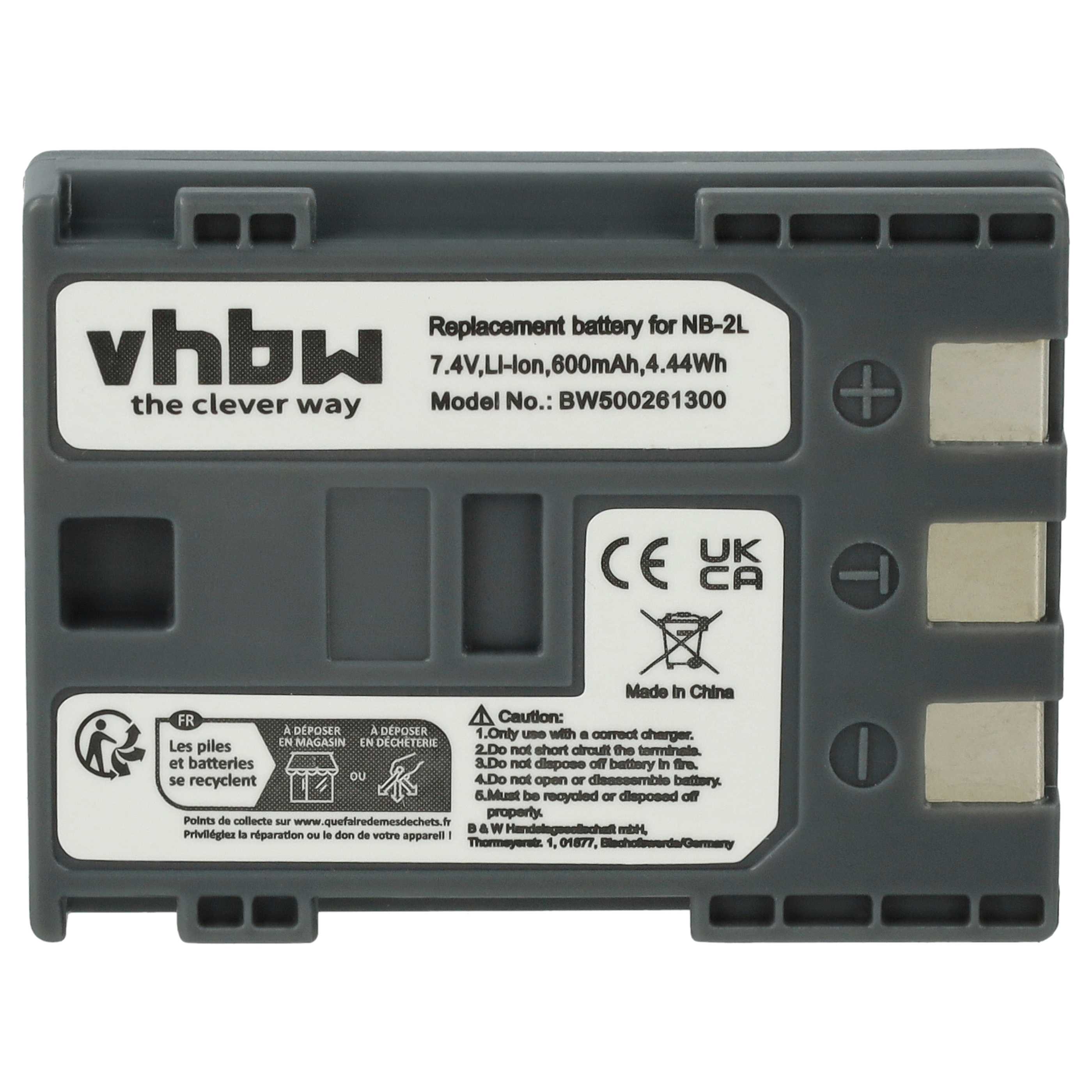 Batería reemplaza Canon NB-2LH, NB-2L para videocámara - 600 mAh, 7,2 V