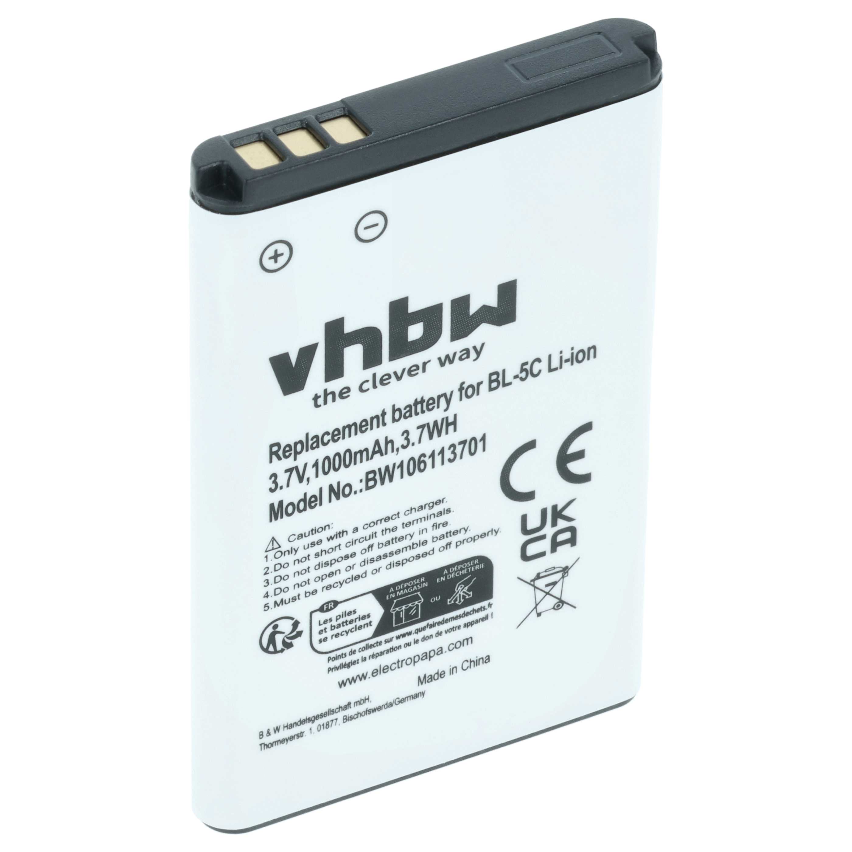 Batteria sostituisce Alcatel RTR001F01, 3BN67332AA, 10000058 per cellulare - 1000mAh 3,7V Li-Ion 