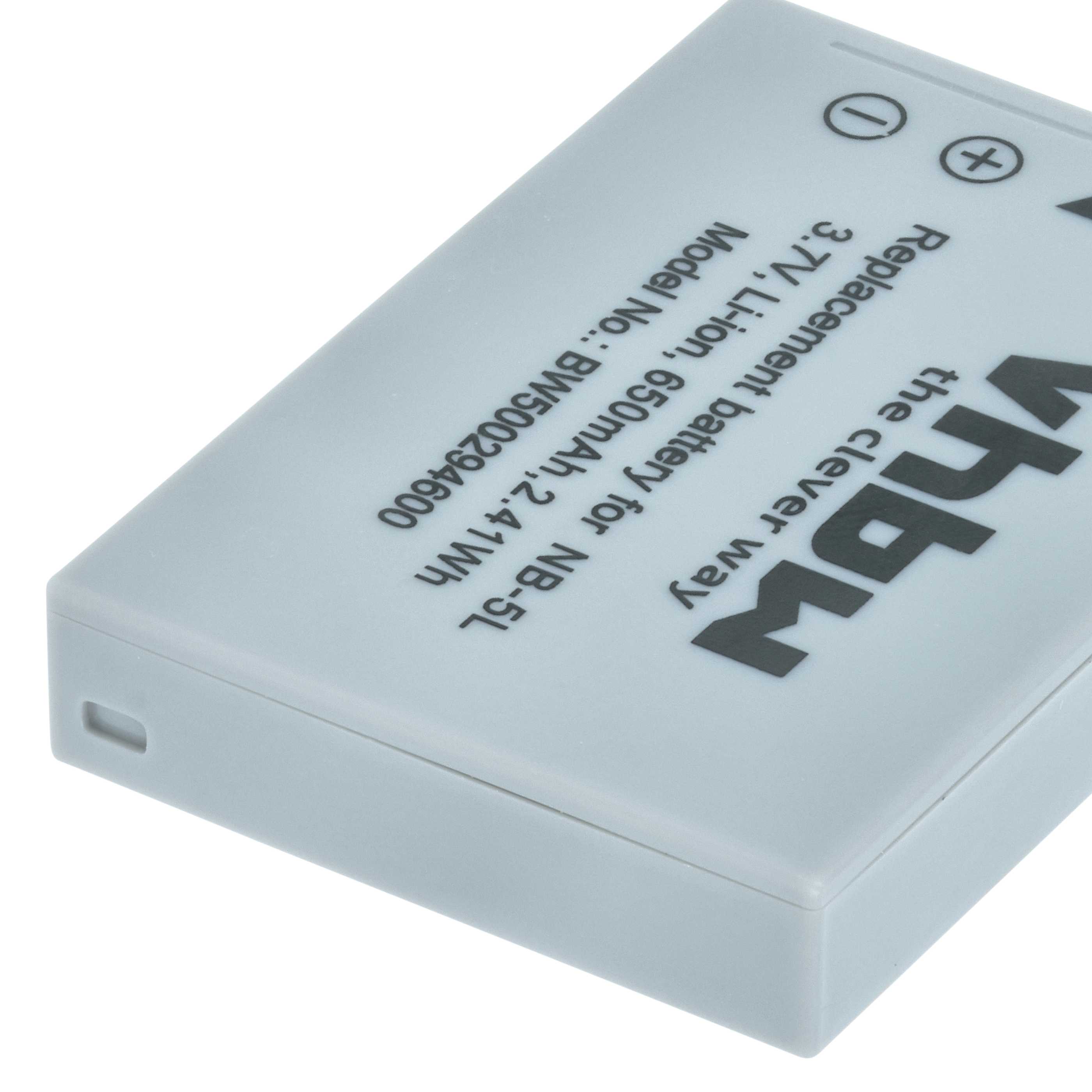 2x Battery replaces Canon NB-5L - 650mAh, 3.6V, Li-Ion