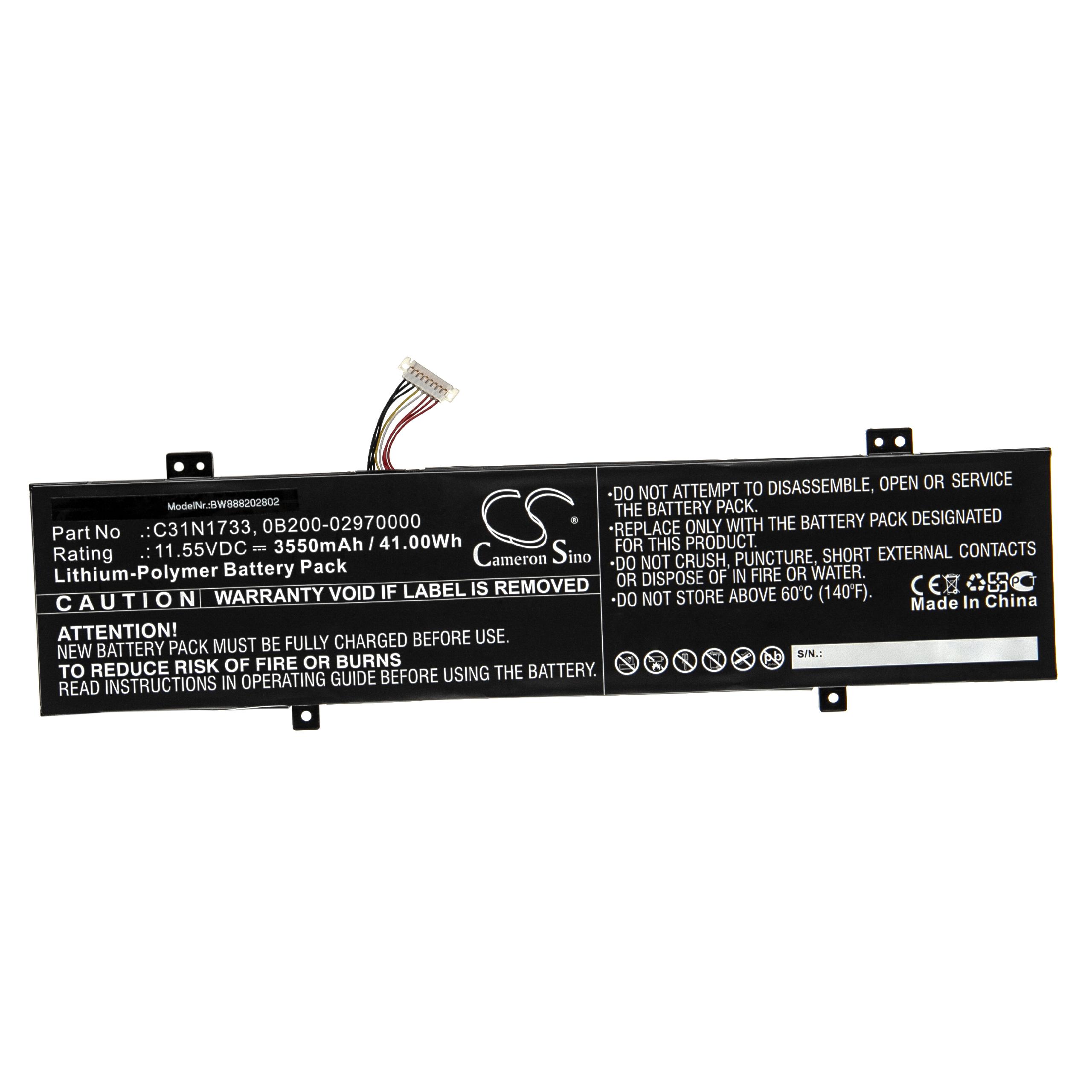 Notebook Battery Replacement for Asus 0B200-02970000, C31N1733 - 3550mAh 11.55V Li-polymer