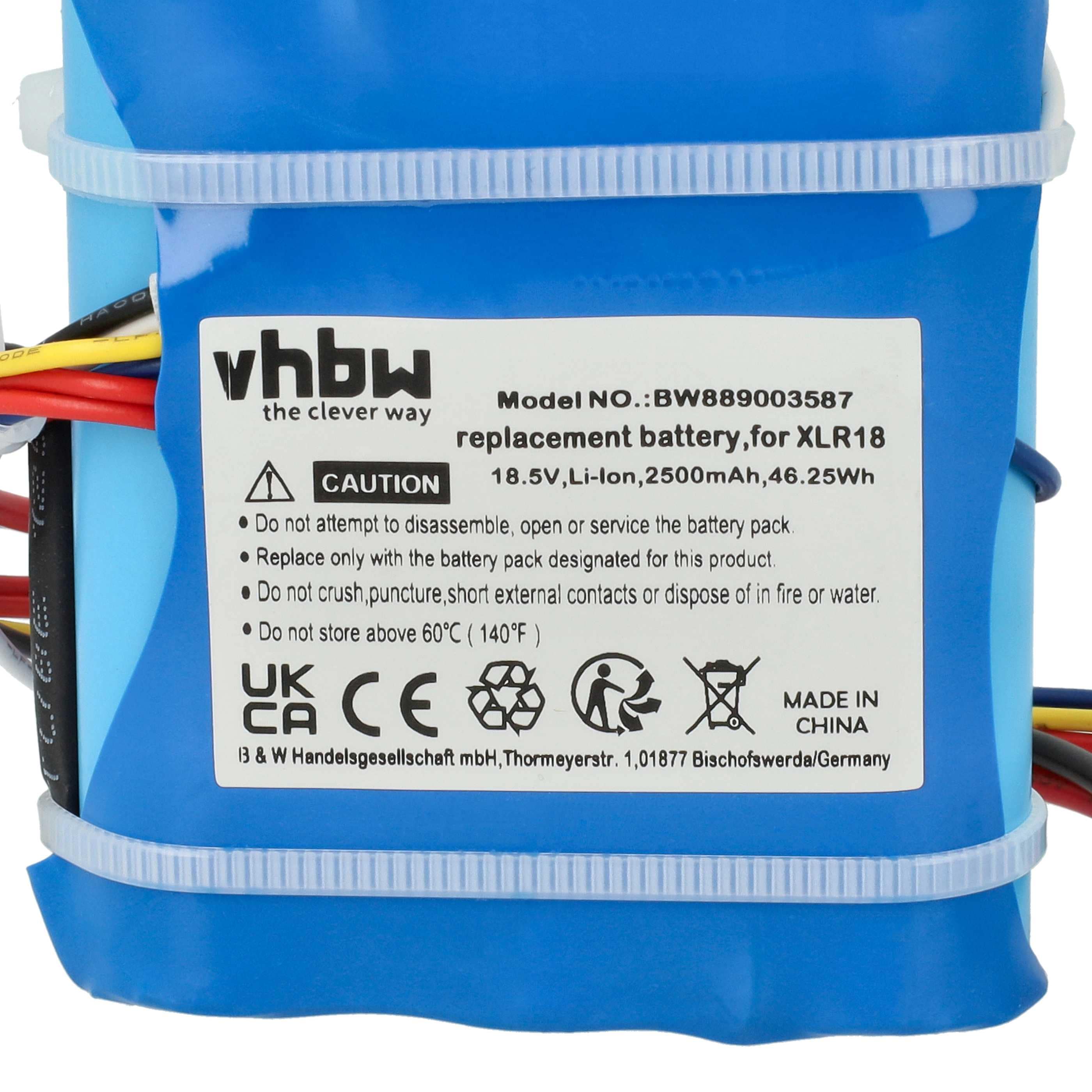 Battery replaces DeLonghi XLR18 for DeLonghi 2500mAh, 18.5V, Li-Ion