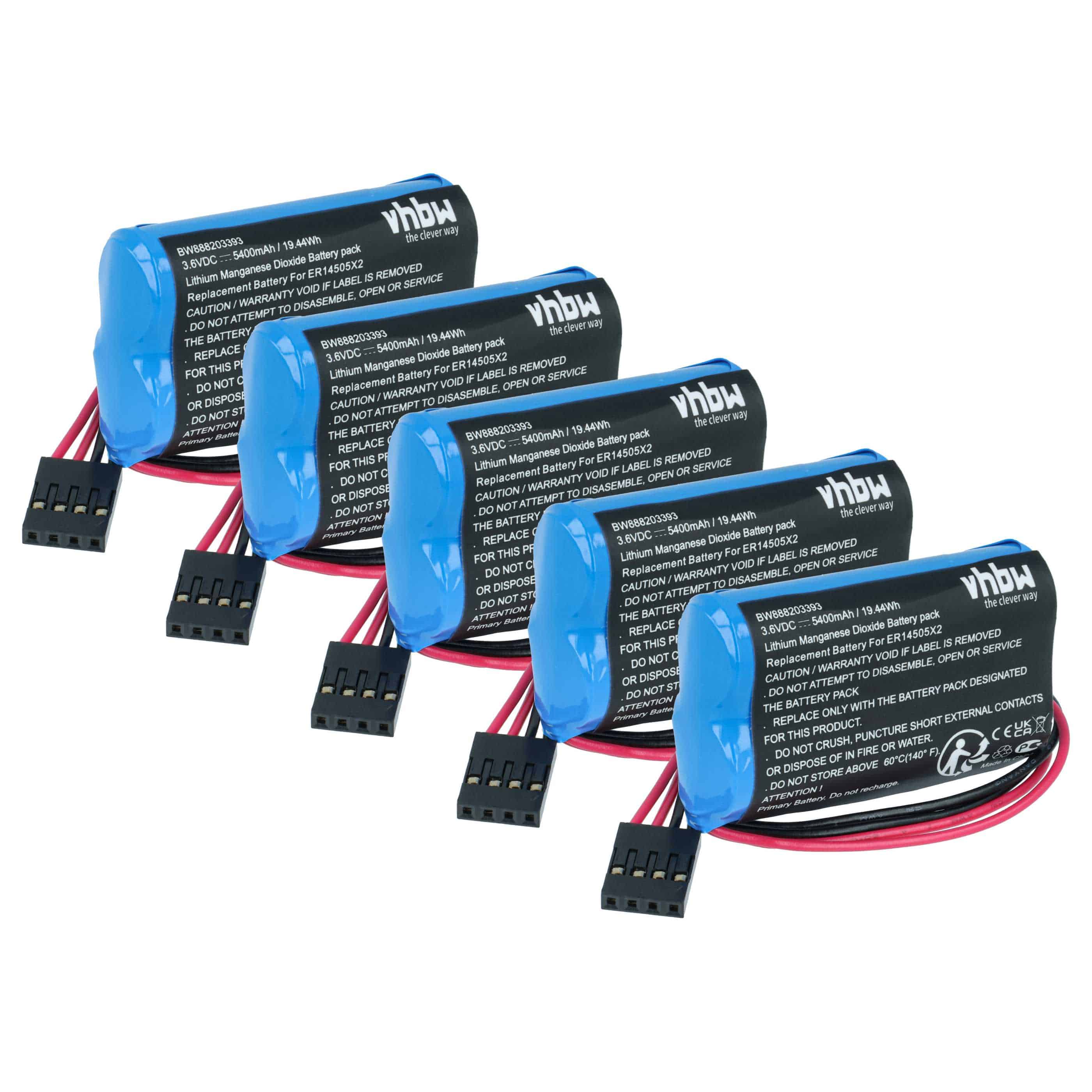 5x Bateria do PLC programowalnego sterownika zamiennik Schneider 2XSL360/131 - 5400 mAh 3,6 V Li-SOCl2