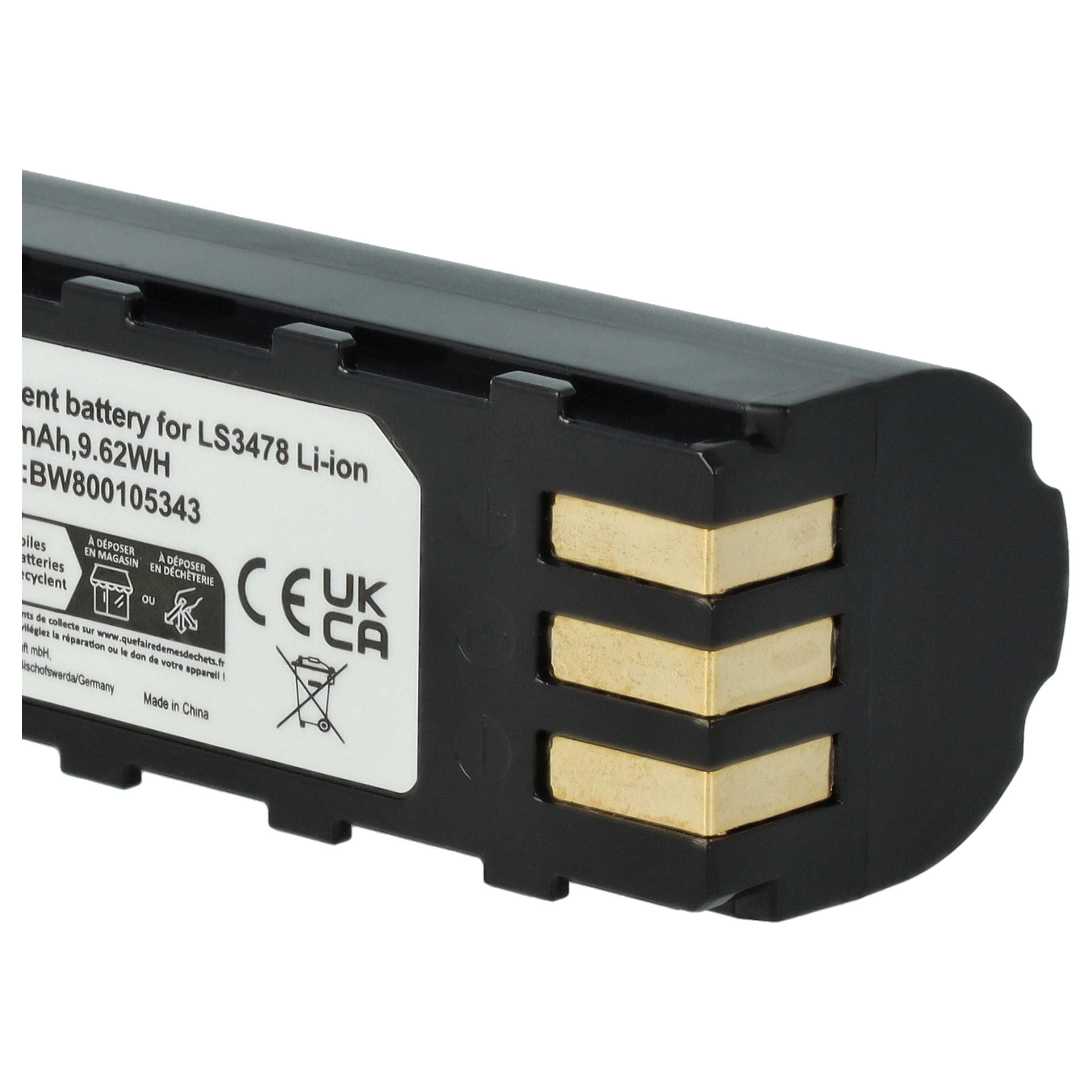 2x Batería reemplaza Leuze 50120448 para escáner código de barras (2600 mAh, 3,7 V, Li-Ion)