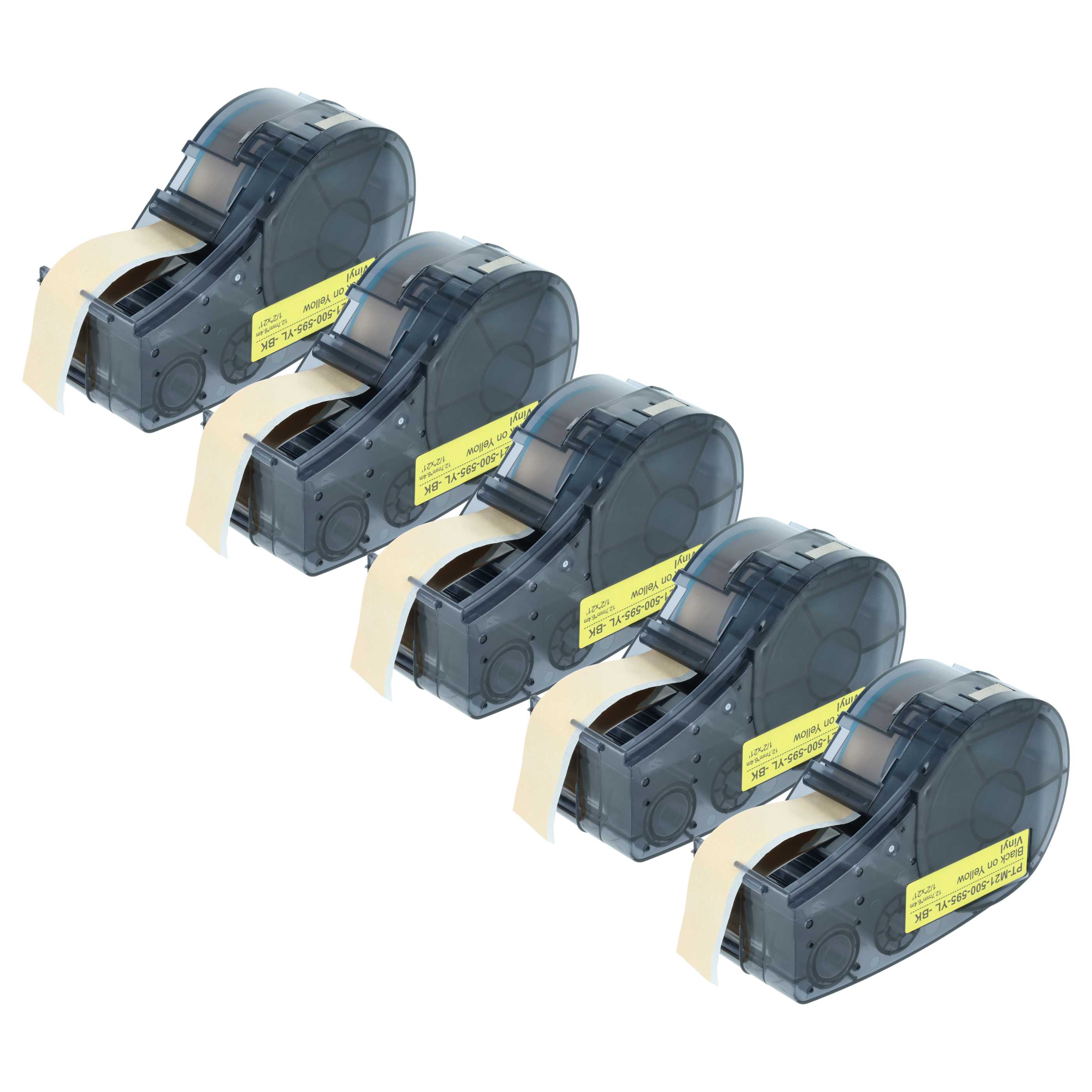 5x Cassetta nastro sostituisce Brady M21-500-595-YL per etichettatrice 12,7mm nero - giallo, vinile