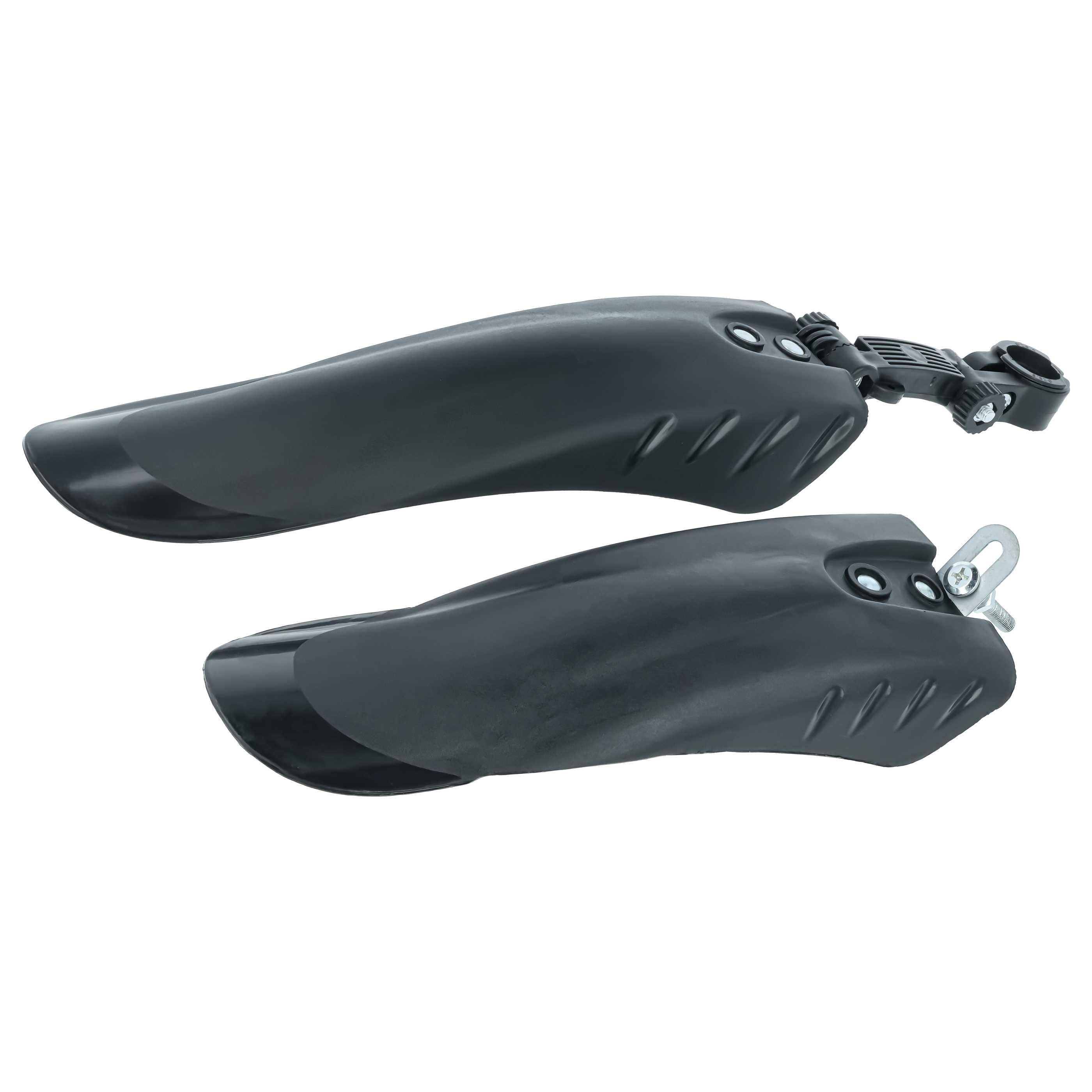2x Parafango per ruota anteriore e ruota posteriore per mountain bike con pneumatici da 24/26 - nero/nero luci