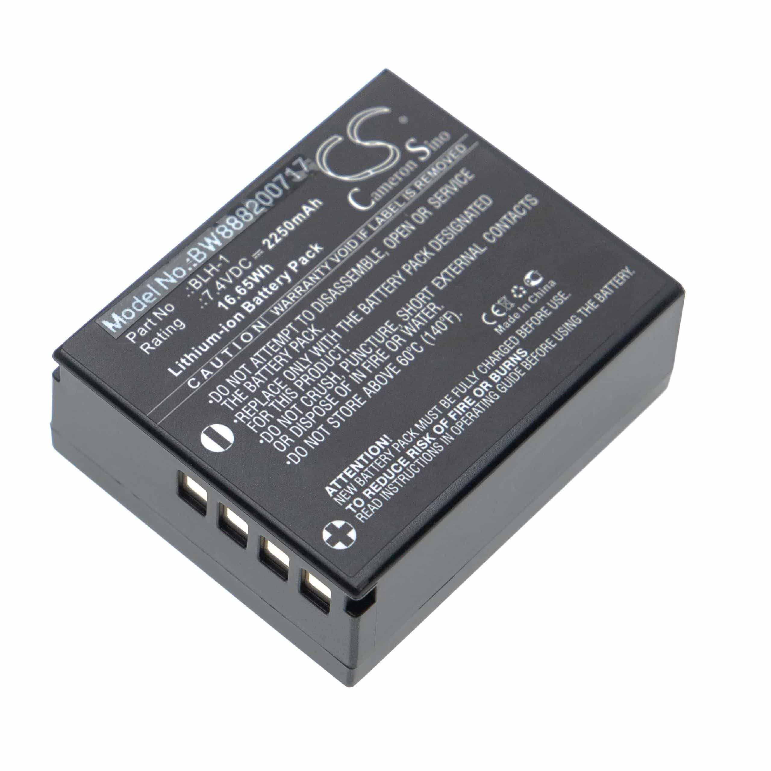 Batterie remplace Olympus BLH-1 pour appareil photo - 2250mAh 7,4V Li-ion