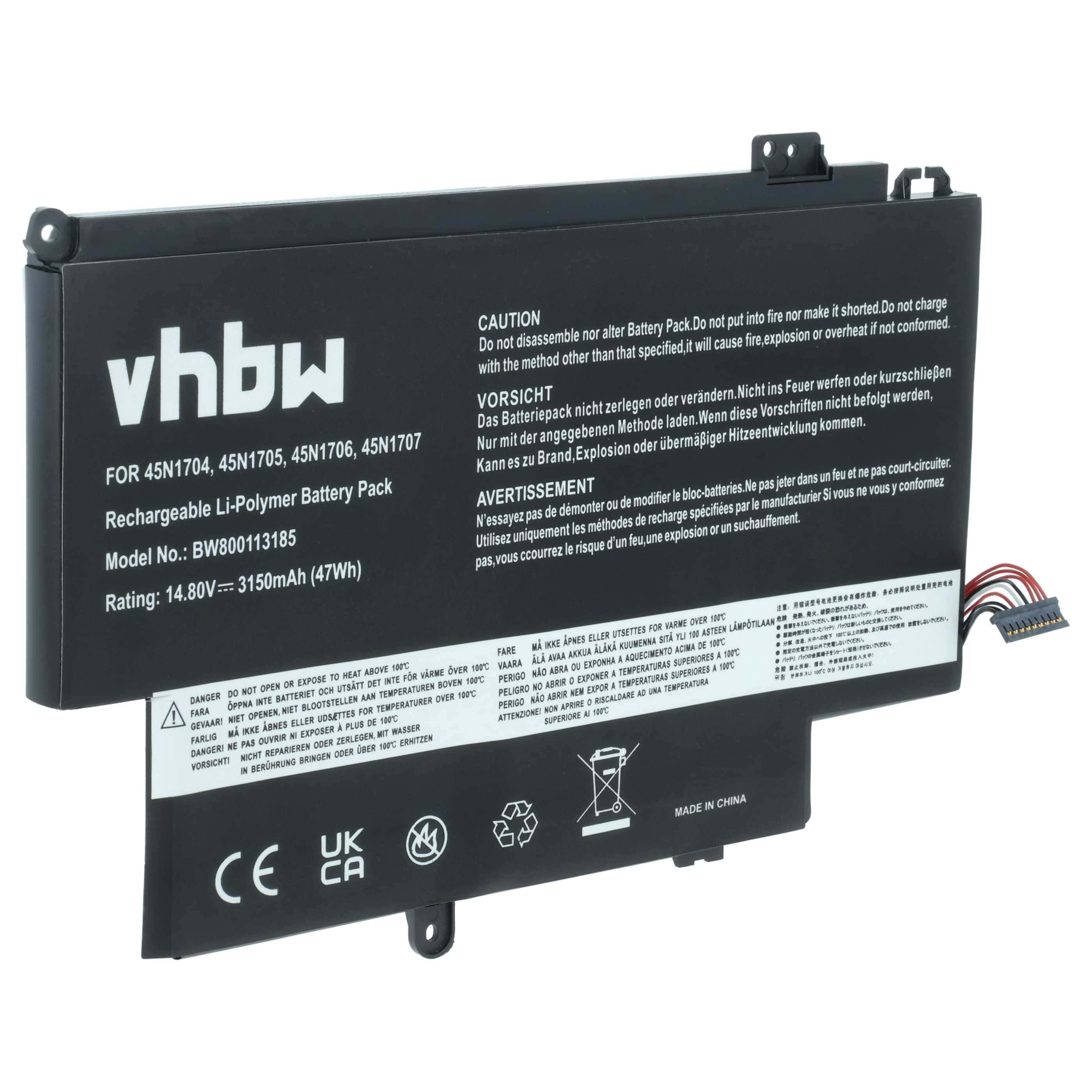 Akumulator do laptopa zamiennik Lenovo 45N1707, 45N1706, 45N1705, 45N1704 - 3150 mAh 14,8 V LiPo