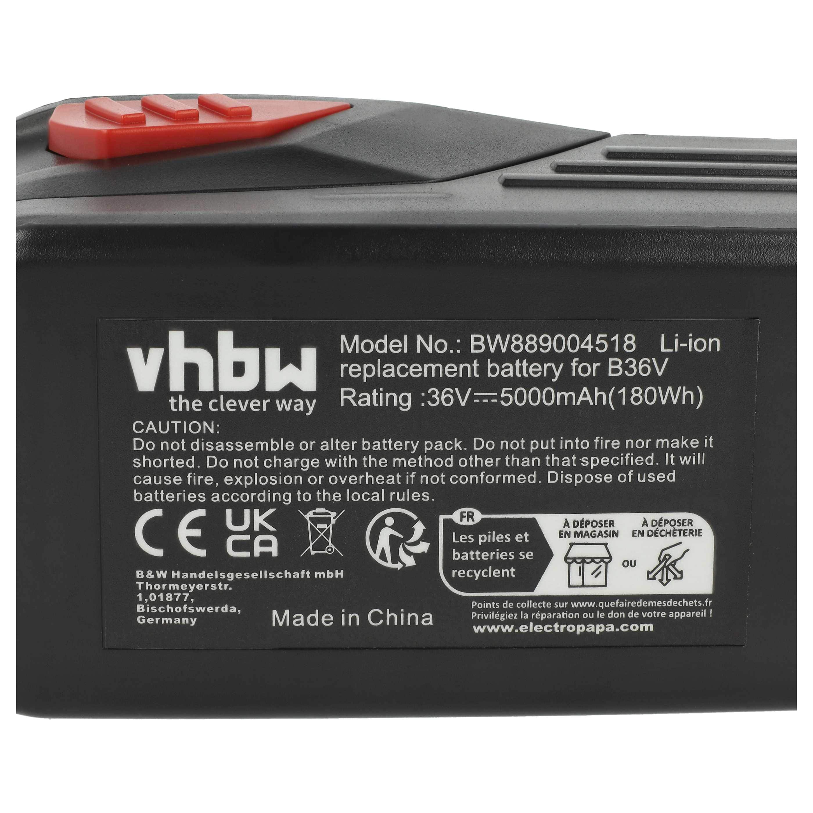 3x Battery replaces Hilti B36, B36V, 2203932, 418009 Electric Power Tool - 5000 mAh, 36 V, Li-Ion