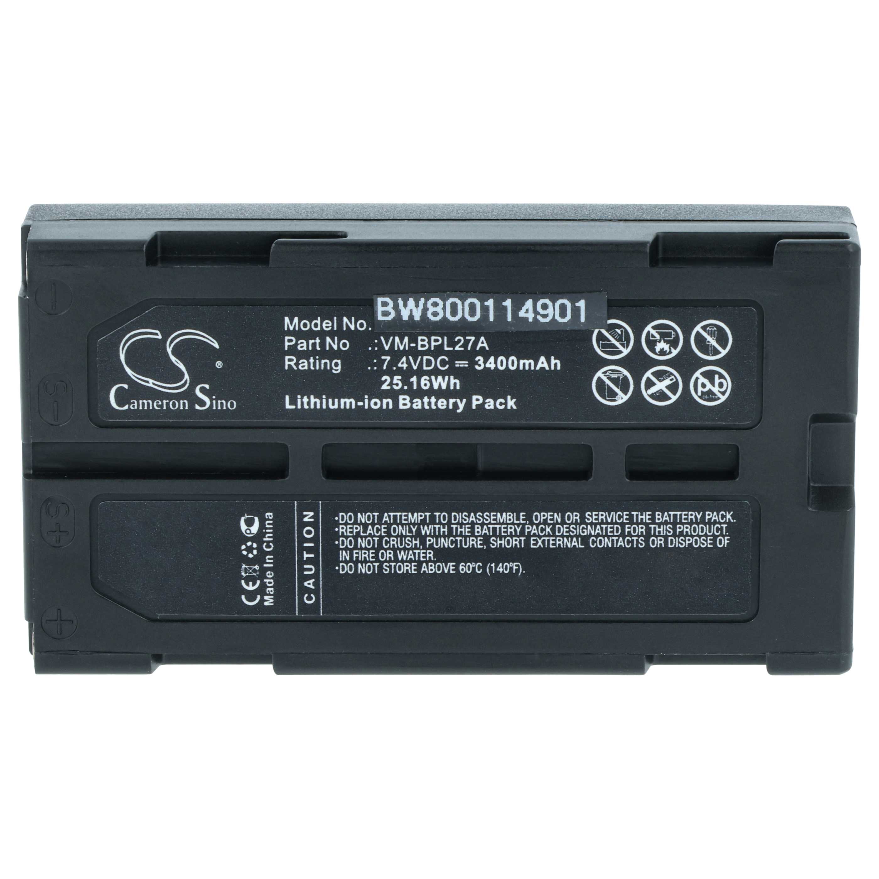 Batterie remplace Hitachi VM-BPL13J, VM-BPL13A, VM-BPL13, M-BPL30 pour caméscope Hitachi- 3400mAh 7,4V Li-ion