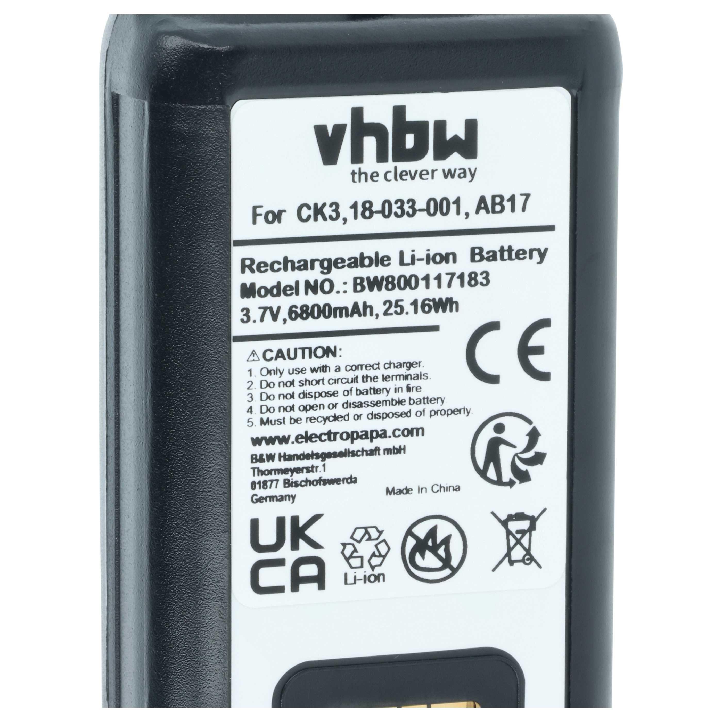 2x Batteria sostituisce Intermec 318-033-021, 318-033-001 per barcode scanner Intermec - 6800mAh 3,7V Li-Ion