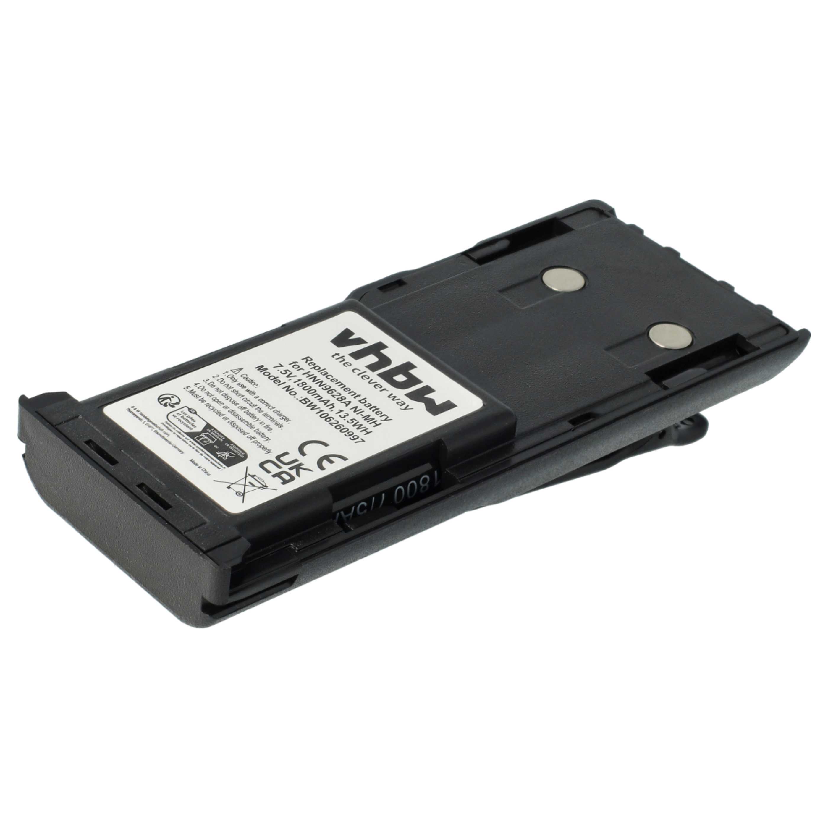 Radio 2x Battery replaces Motorola HNN8133C, HNN9628A, HNN8308A, HNN9628 - 1800 mAh 7.5 V NiMH + Belt Clip