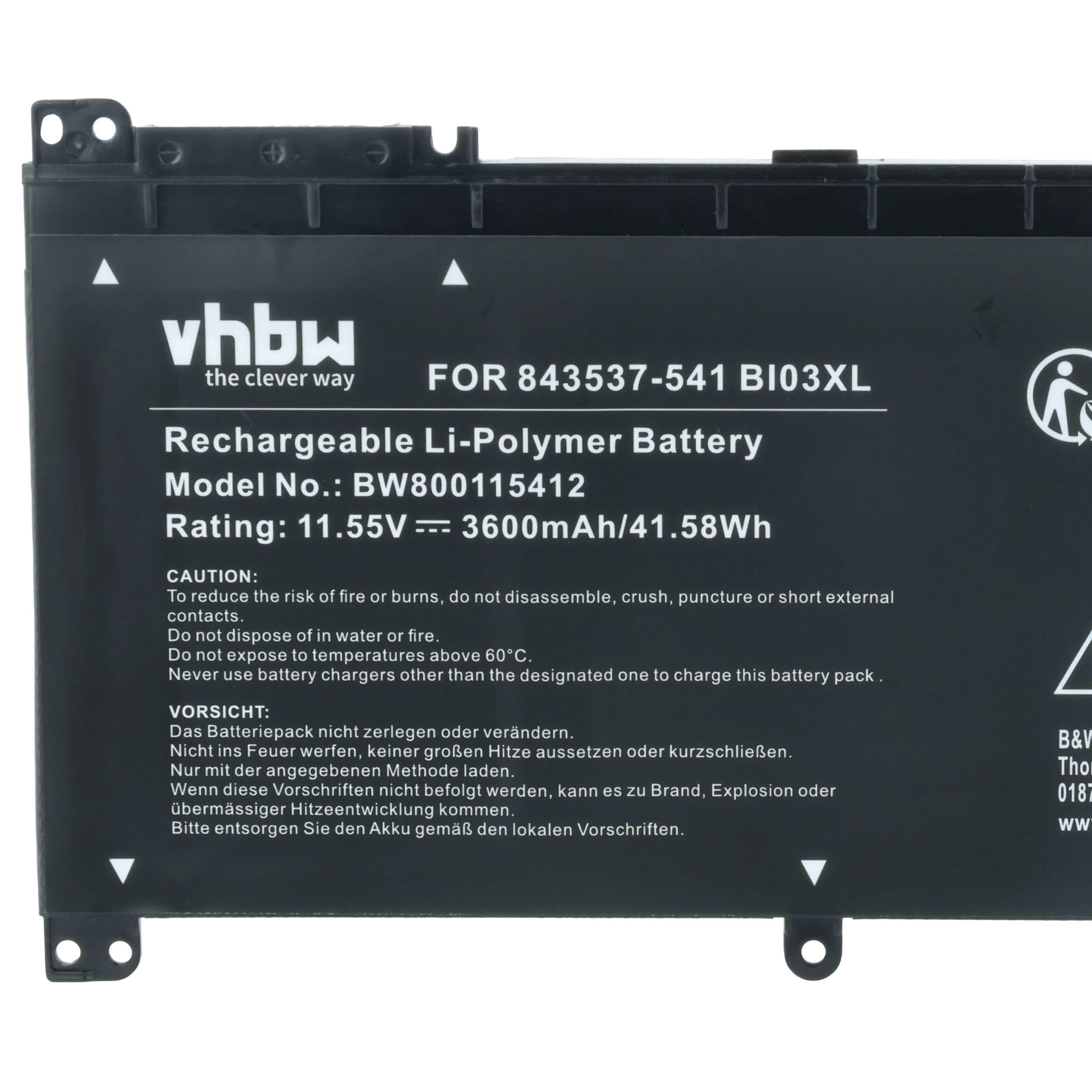 Akumulator do laptopa zamiennik HP 843537-541, 843537-421, 1LT72ES - 3600 mAh 11,55 V Li-Ion, czarny