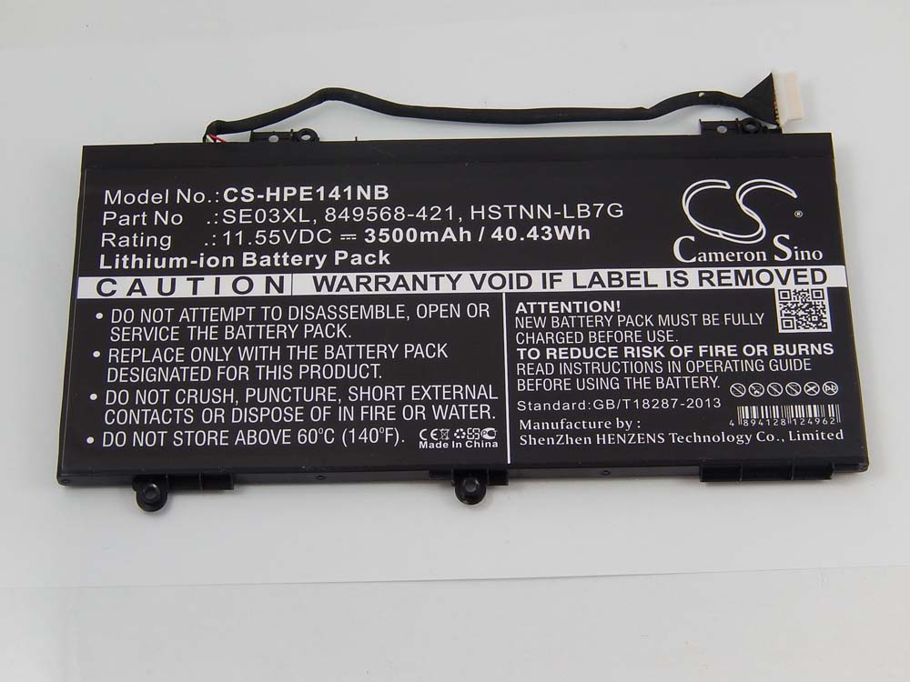 Notebook Battery Replacement for HP 849568-421, 849909-850, 849908-850 - 3500mAh 11.55V Li-Ion, black