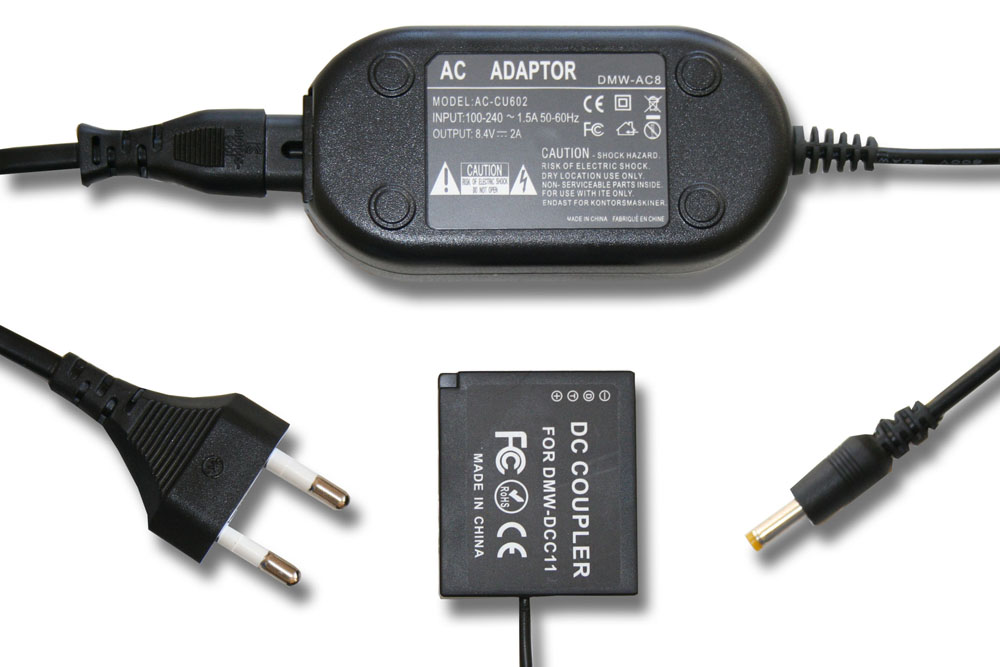 Power Supply replaces DMW-AC8EGDMW-AC8 for Camera + DC Coupler as Panasonic DMW-DCC11 - 2 m, 8.4 V 2.0 A