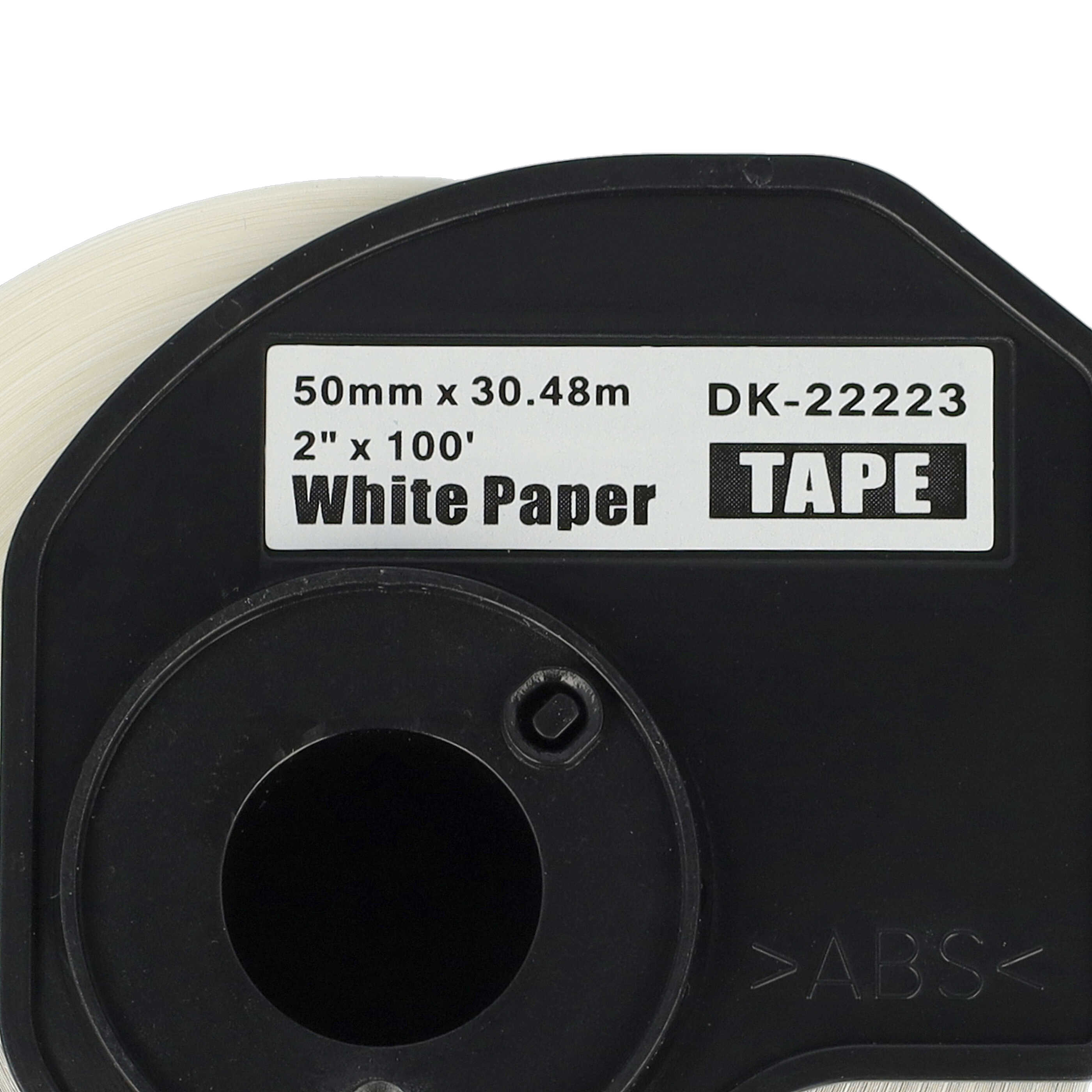 3x Label Roll replaces Brother DK-22223 Labeller - Premium 50 mm x 30.48 m + Holder