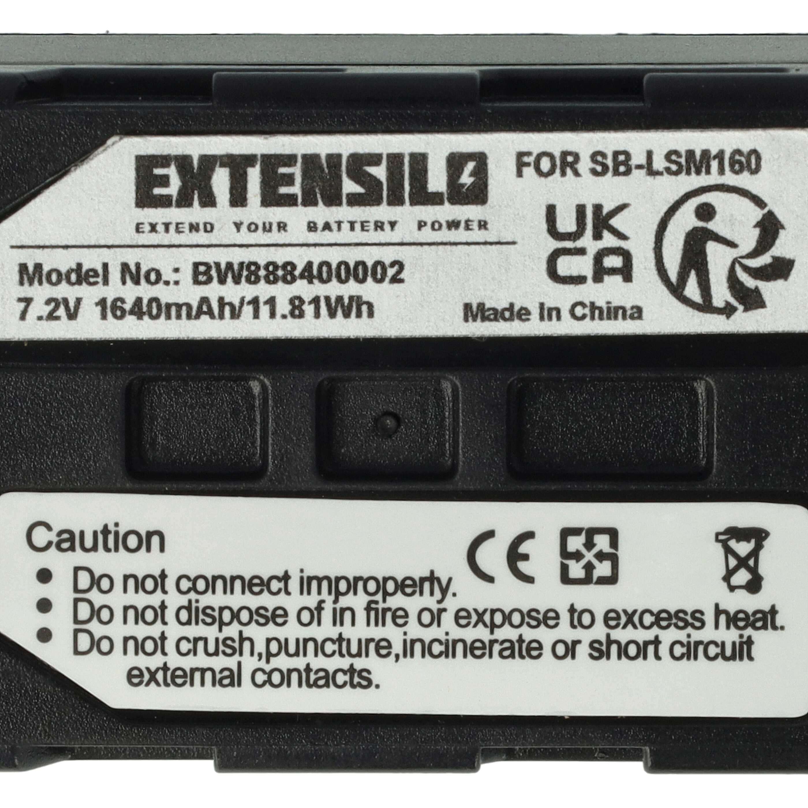 2x Battery replaces Samsung SB-LSM80, SB-LSM320, SB-LSM160 - 1640mAh, 7.2V, Li-Ion